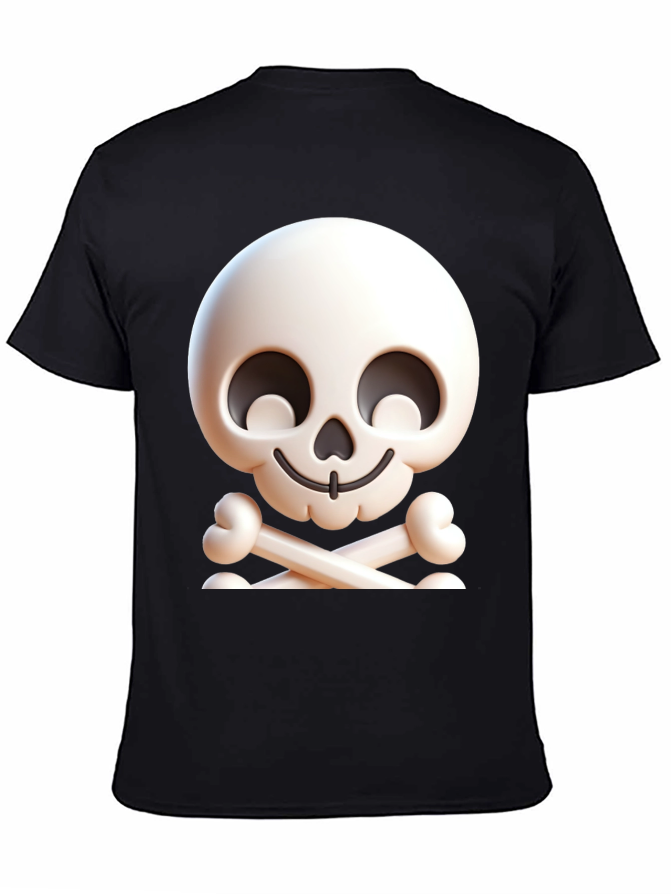 Cartoon Skull & Crossbones Graphic Black T-Shirt