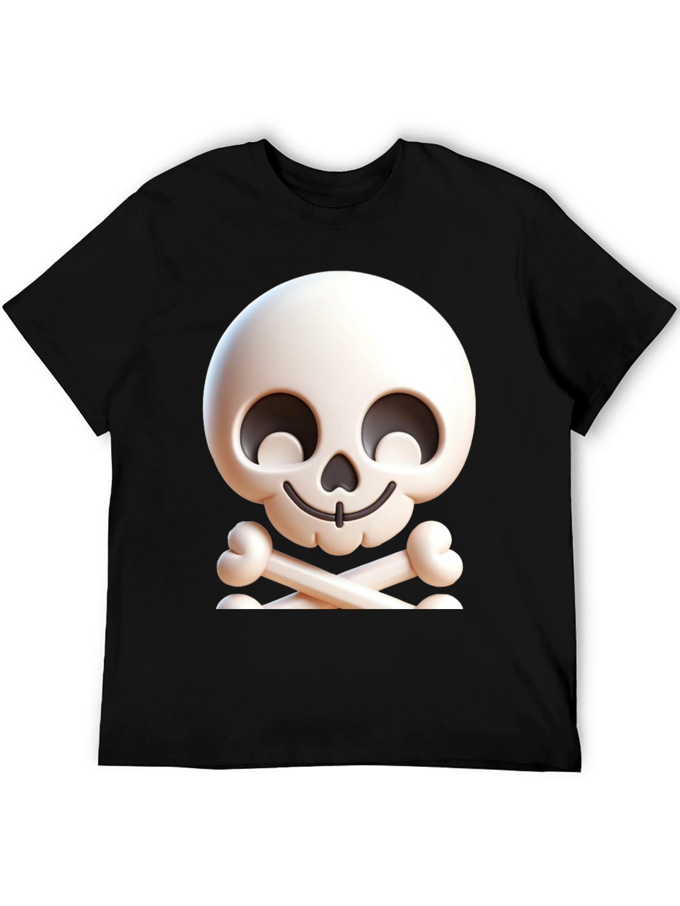 Cartoon Skull & Crossbones Graphic Black T-Shirt