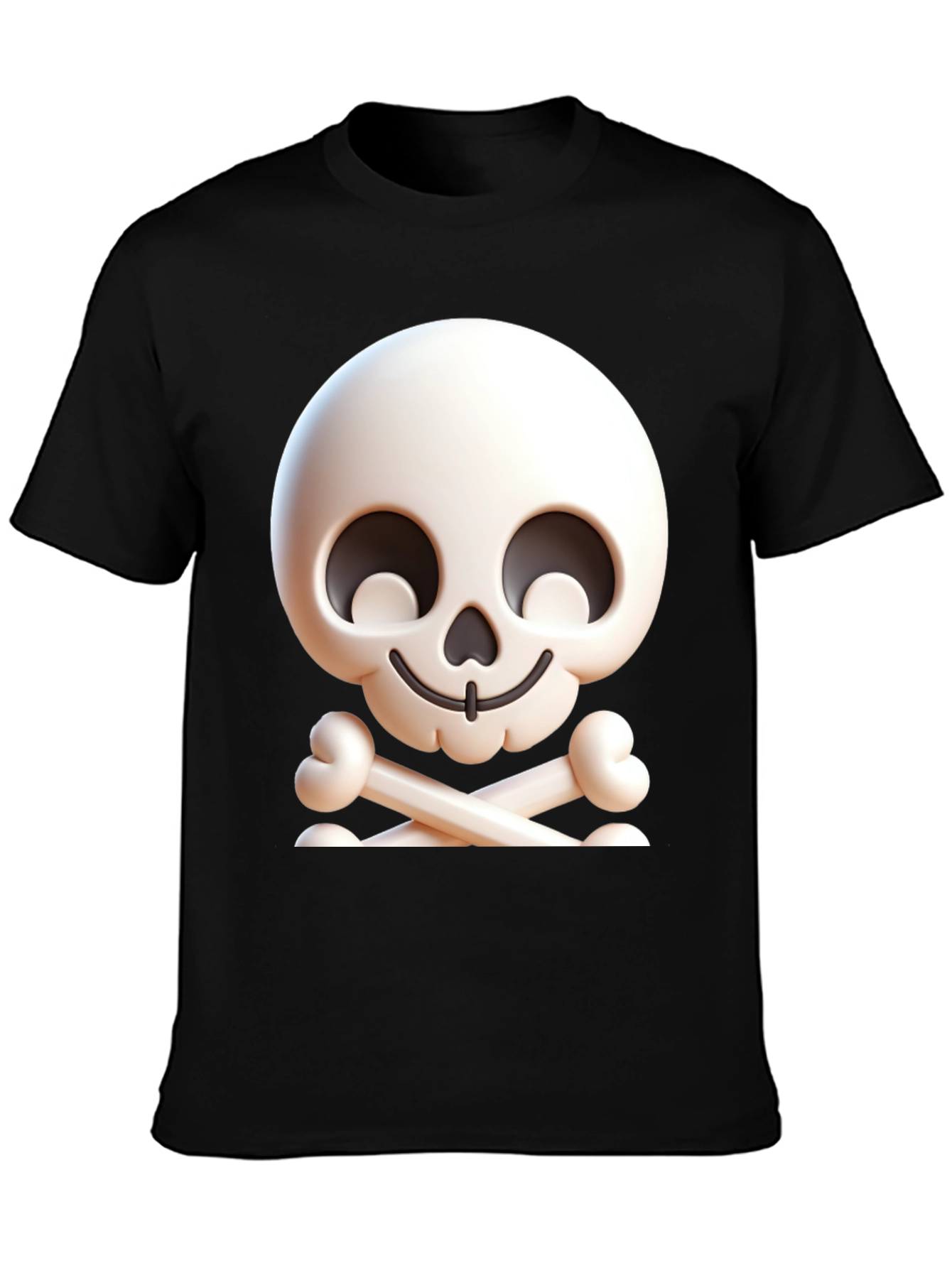 Cartoon Skull & Crossbones Graphic Black T-Shirt