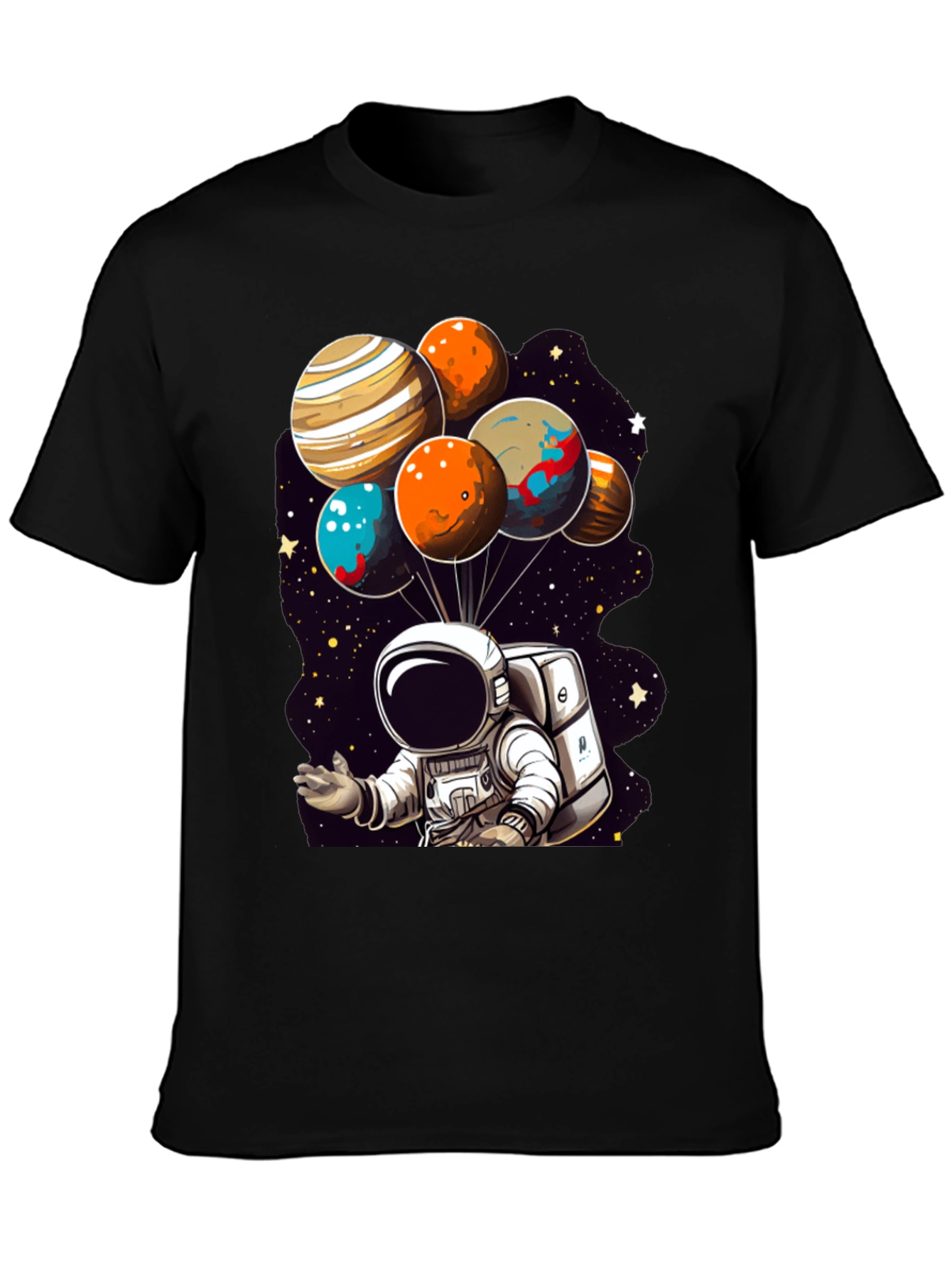 Astronaut Planet Balloons Graphic T-Shirt
