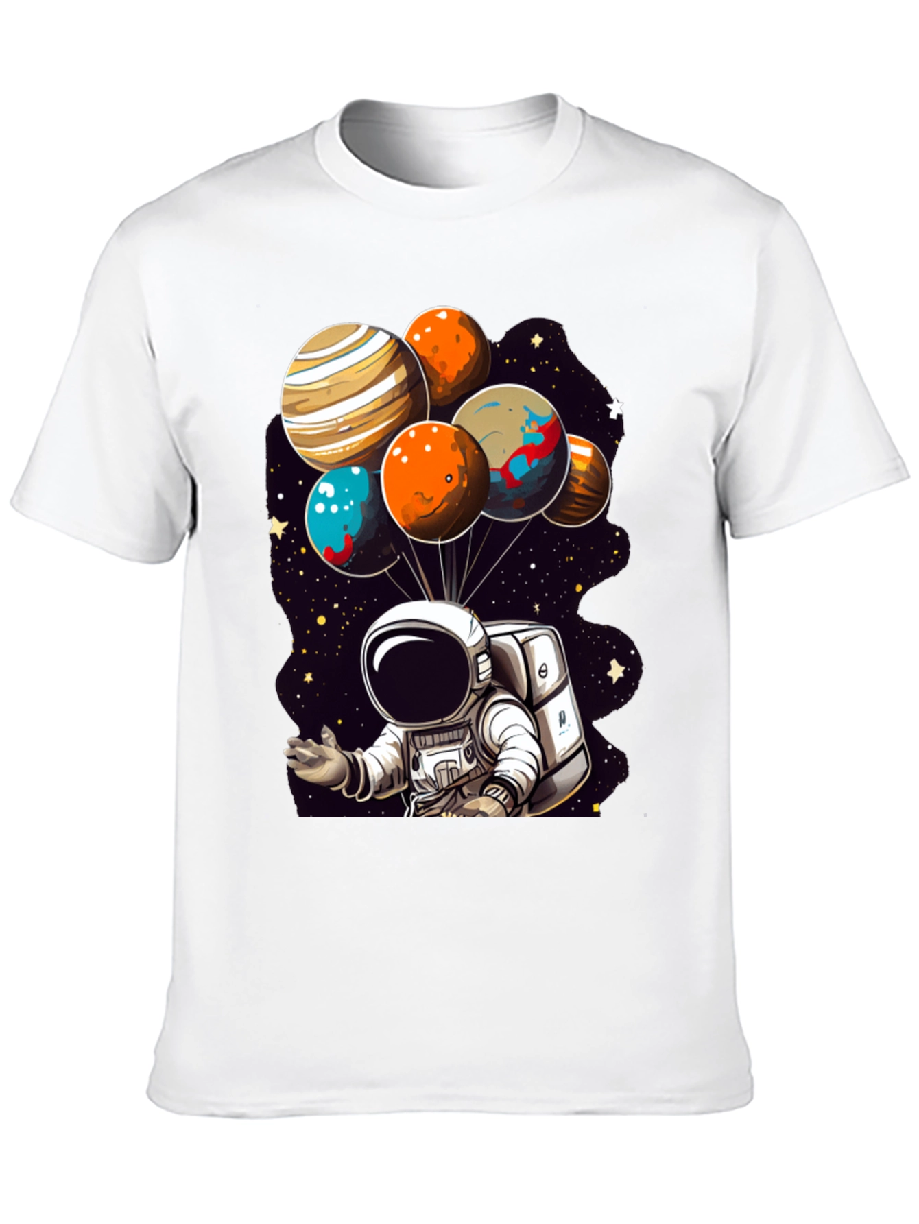 Astronaut Planet Balloons Graphic T-Shirt