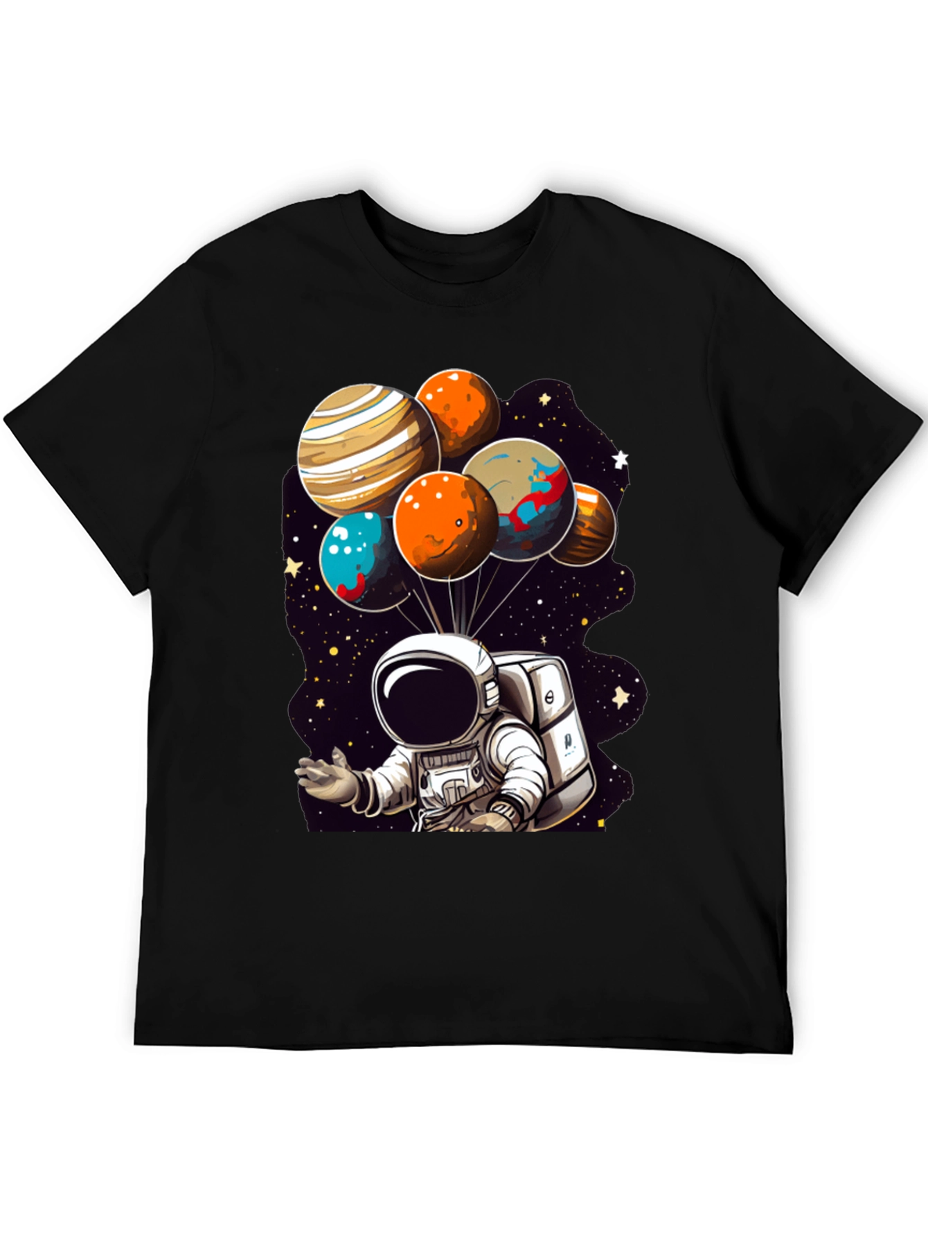 Astronaut Planet Balloons Graphic T-Shirt