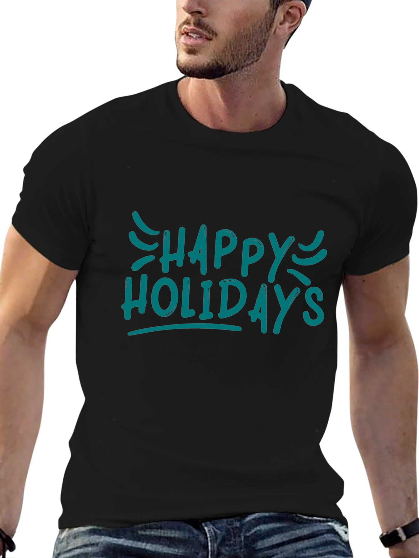 Happy Holidays Graphic Black T-Shirt