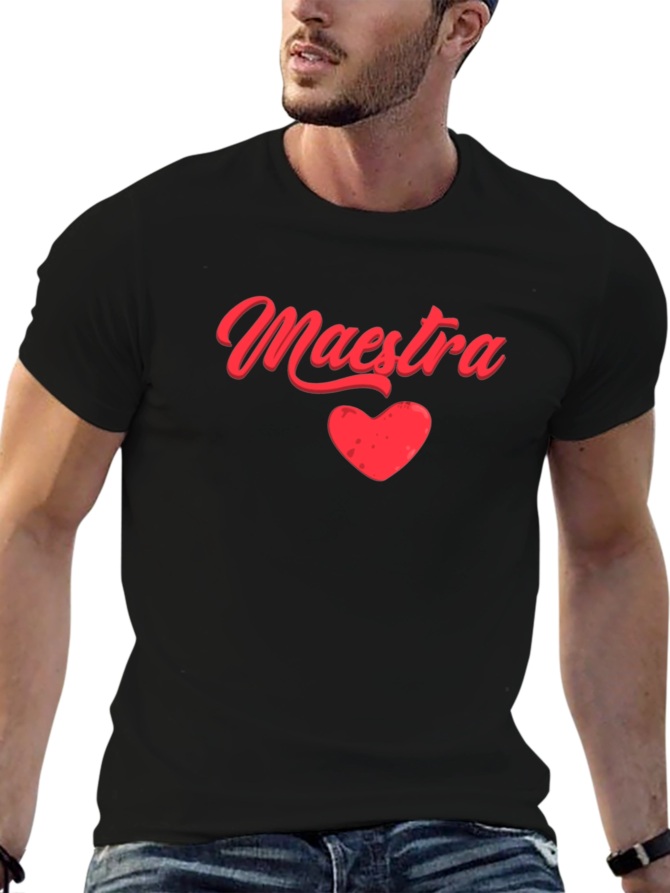 Maestra Heart Graphic T-Shirt - Black Cotton Tee