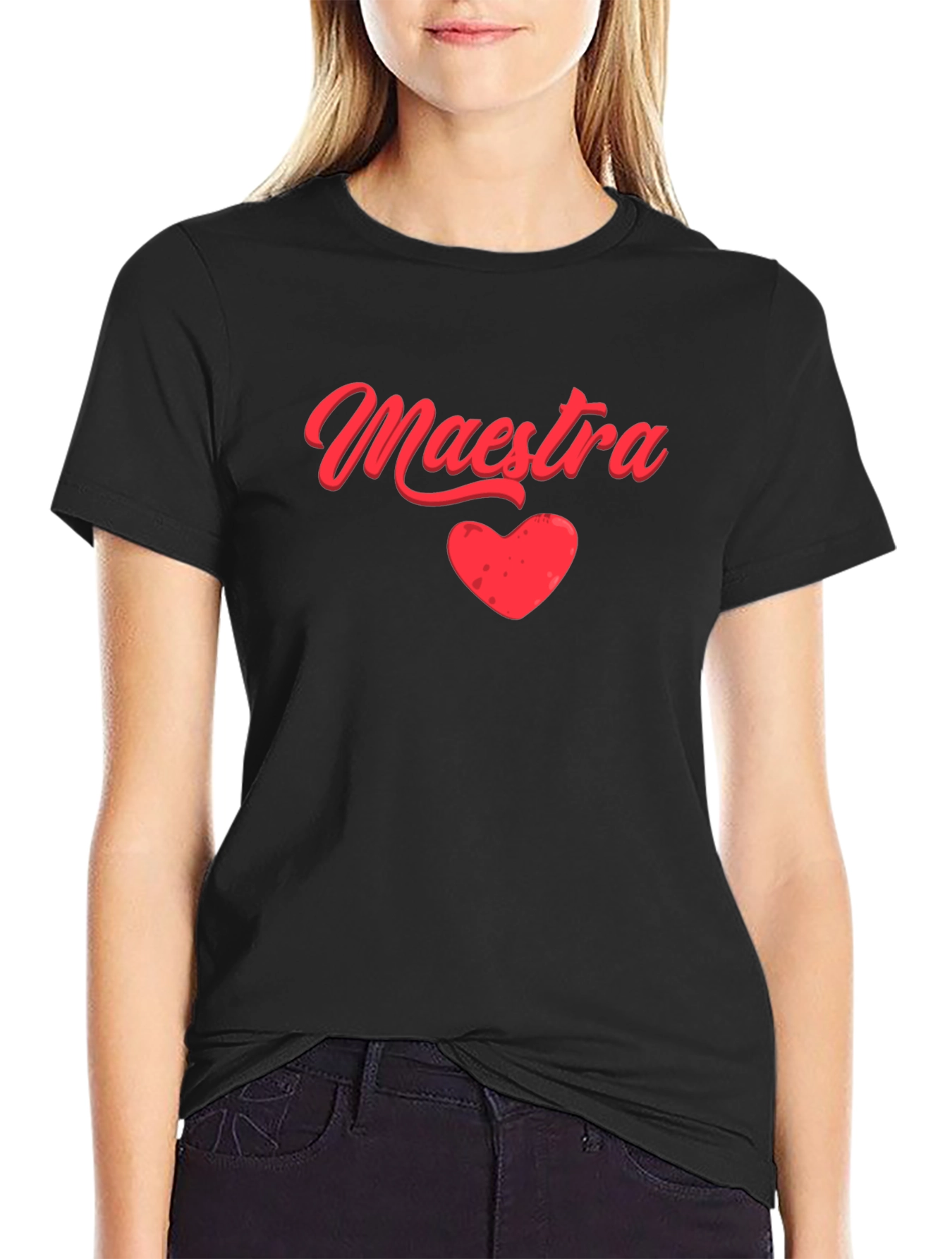 Maestra Heart Graphic T-Shirt - Black Cotton Tee