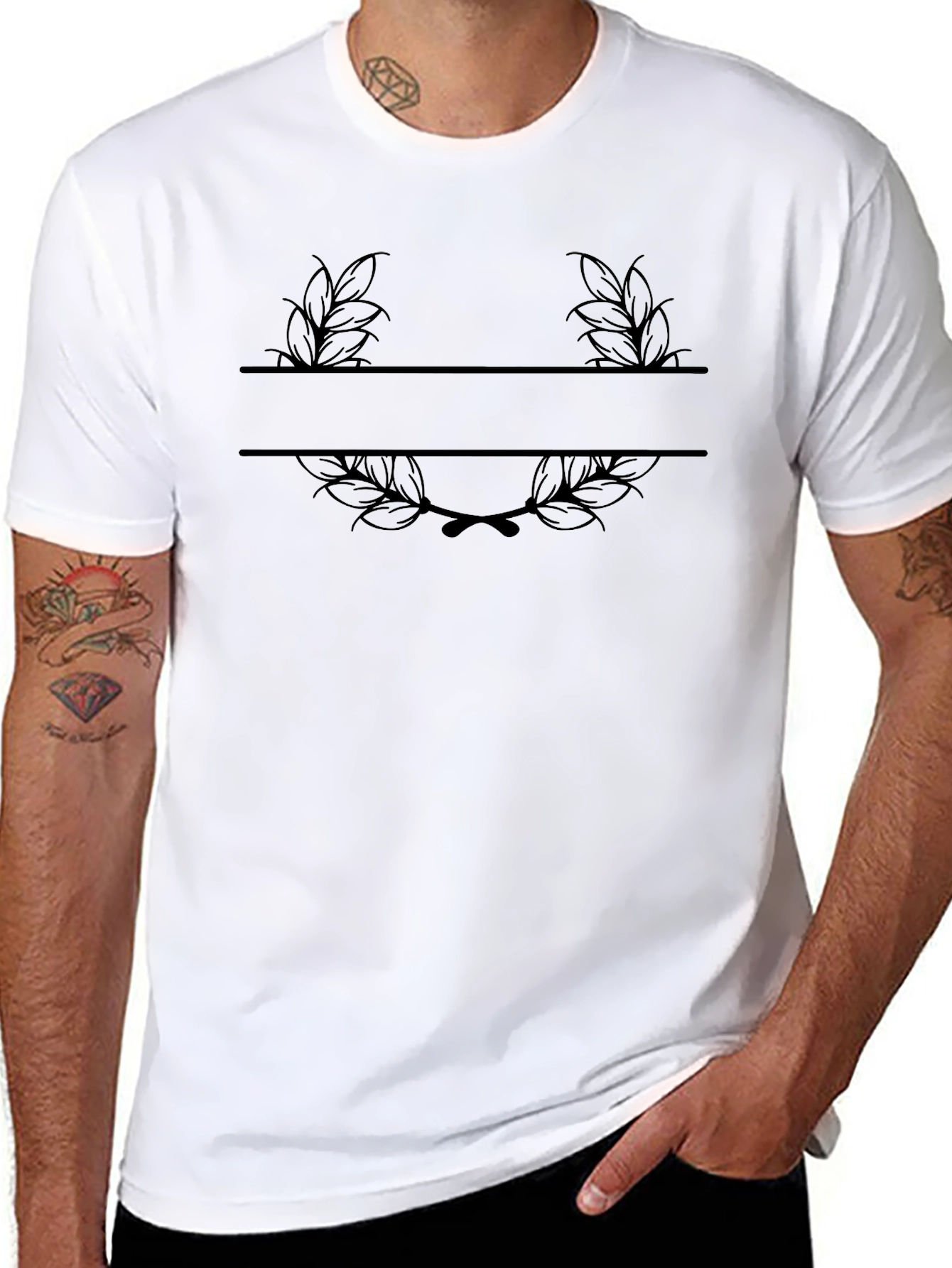 Personalized Laurel Wreath Black T-Shirt