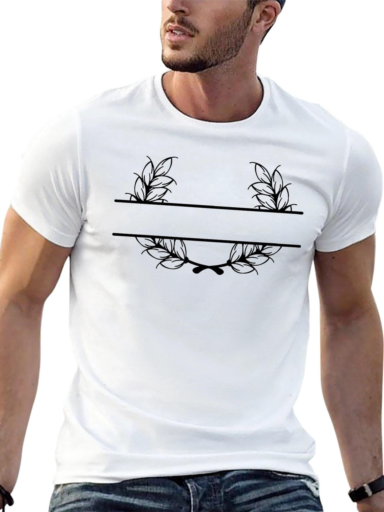 Personalized Laurel Wreath Black T-Shirt