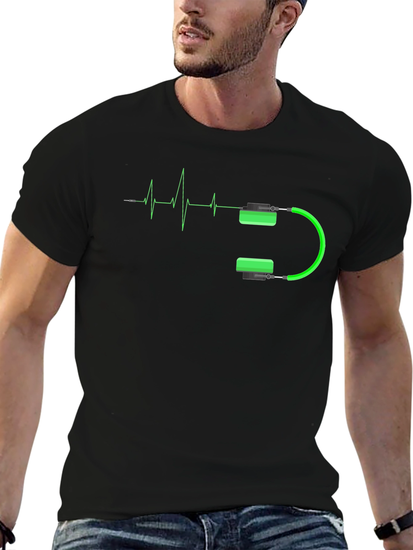 Headphone Heartbeat Graphic T-Shirt