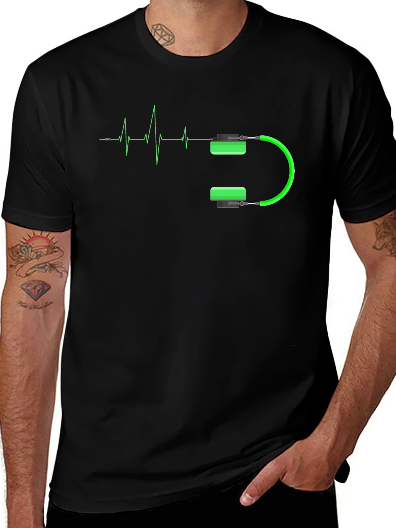 Headphone Heartbeat Graphic T-Shirt