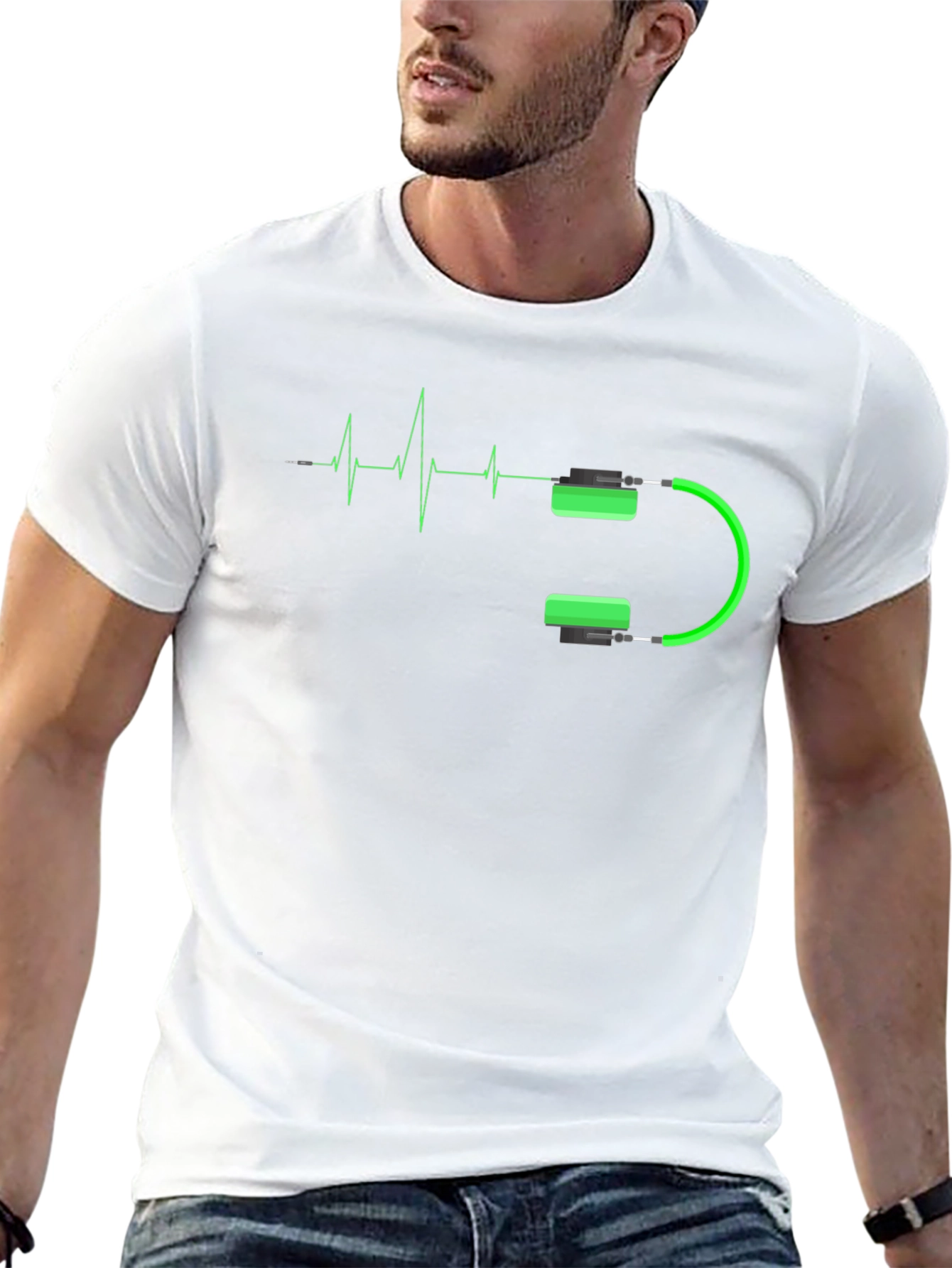 Headphone Heartbeat Graphic T-Shirt