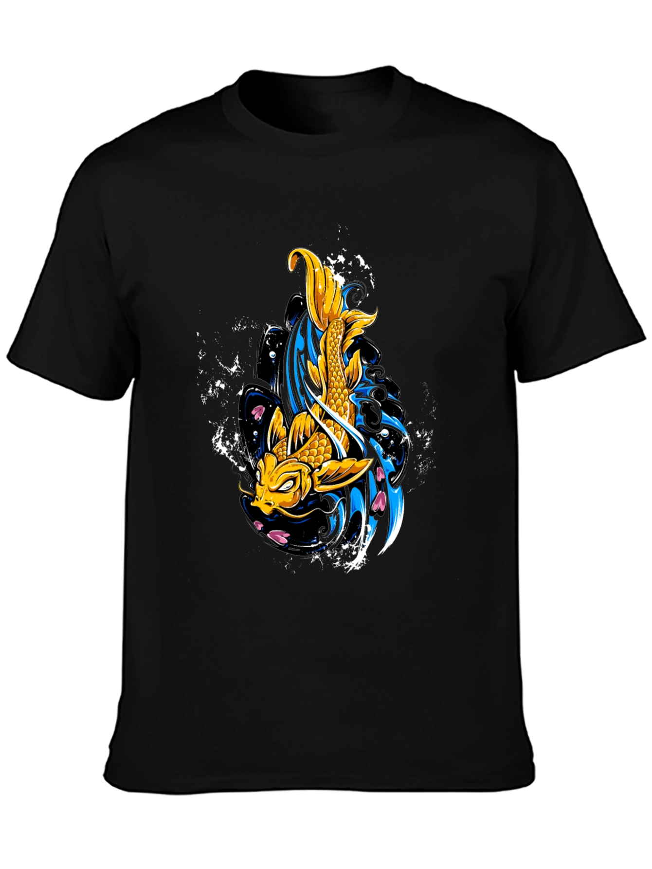 Koi Fish Graphic Tee - Black Cotton T-Shirt