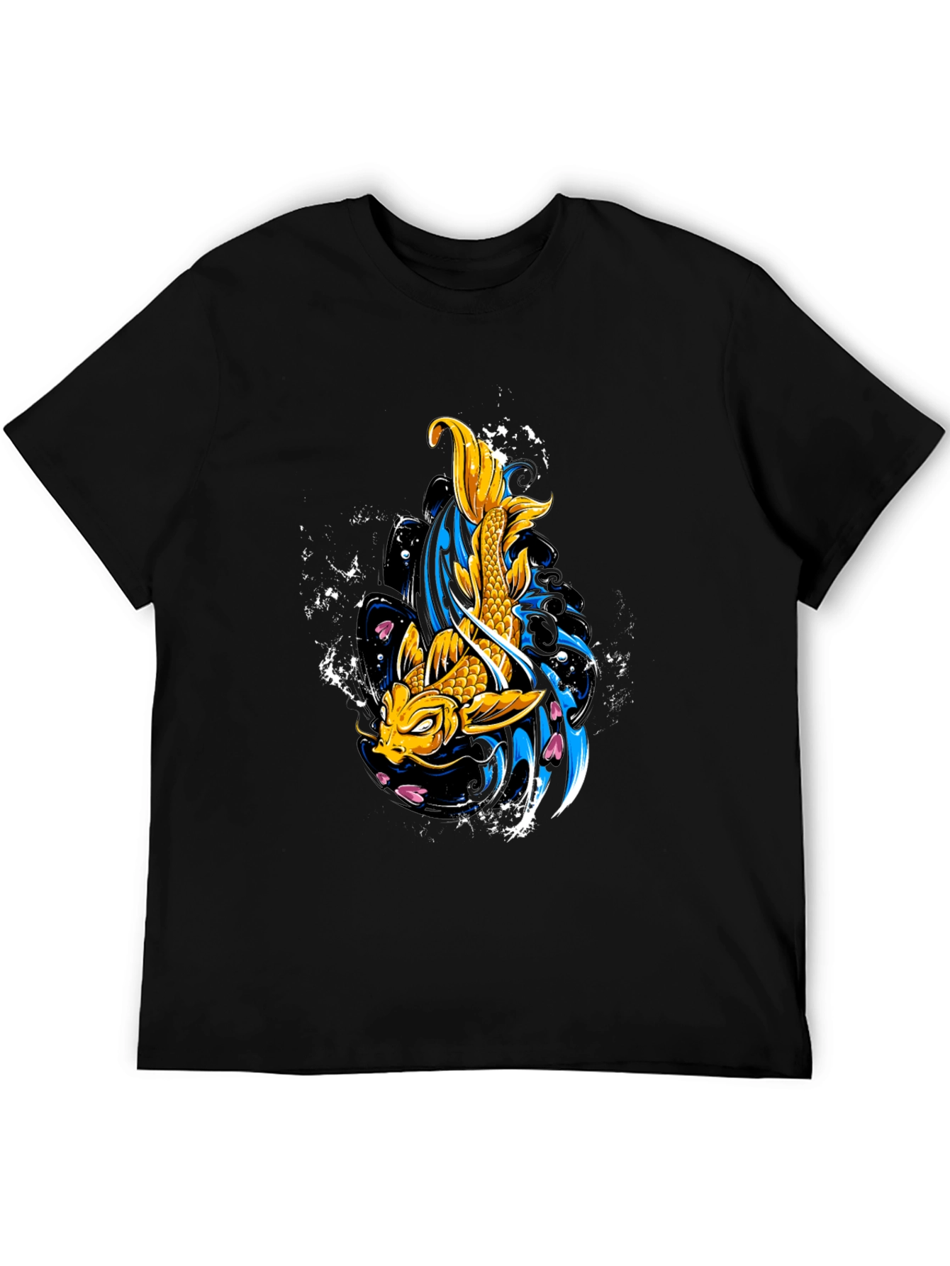 Koi Fish Graphic Tee - Black Cotton T-Shirt
