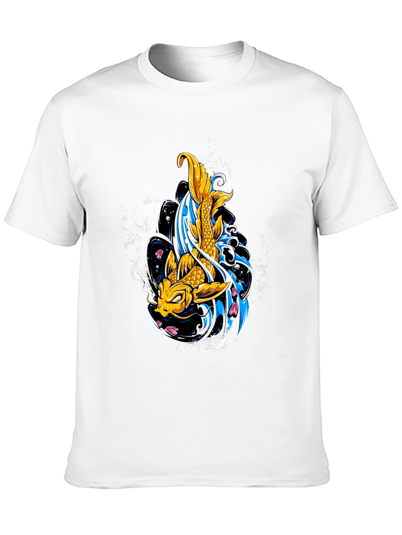 Koi Fish Graphic Tee - Black Cotton T-Shirt