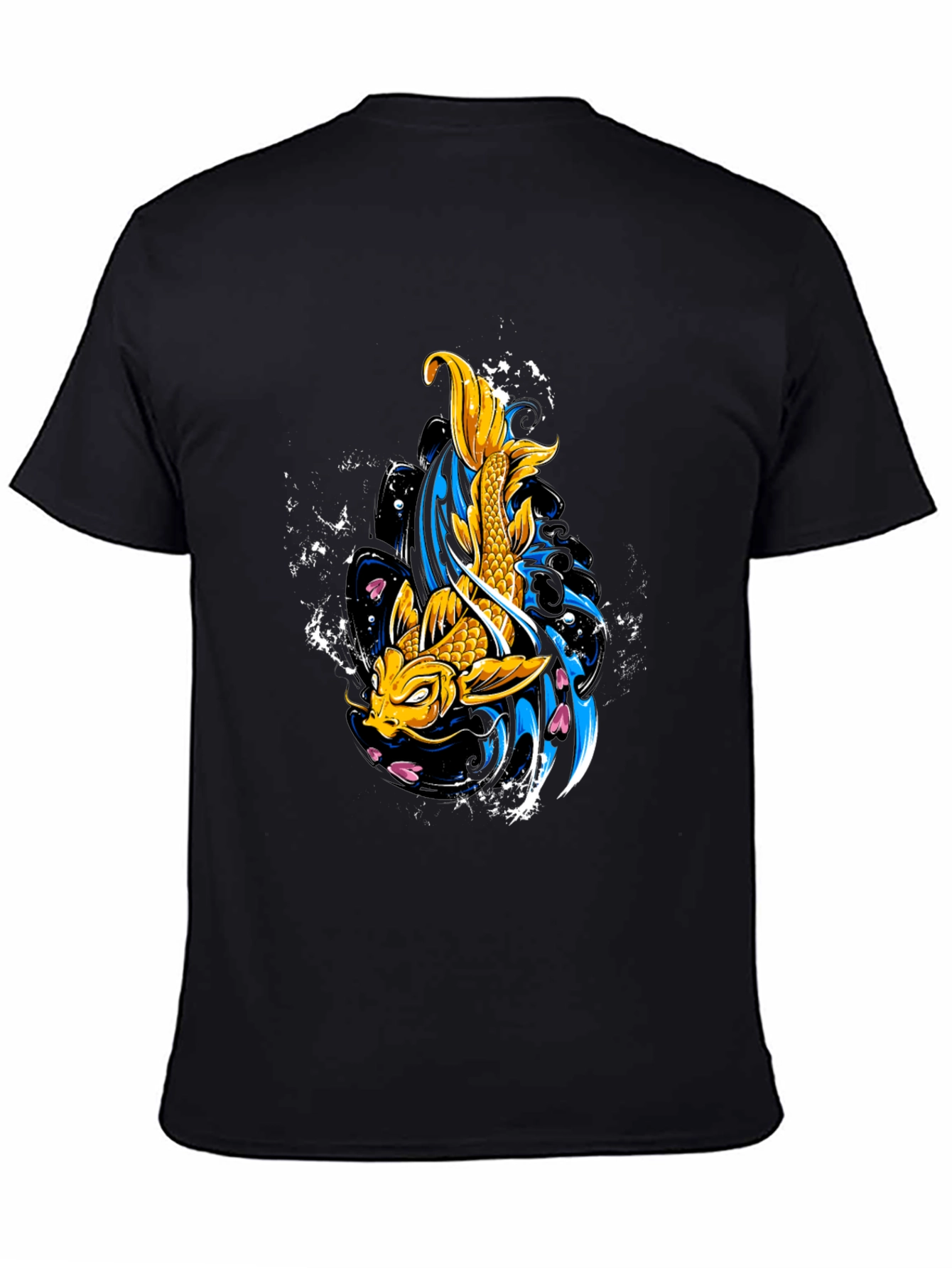 Koi Fish Graphic Tee - Black Cotton T-Shirt