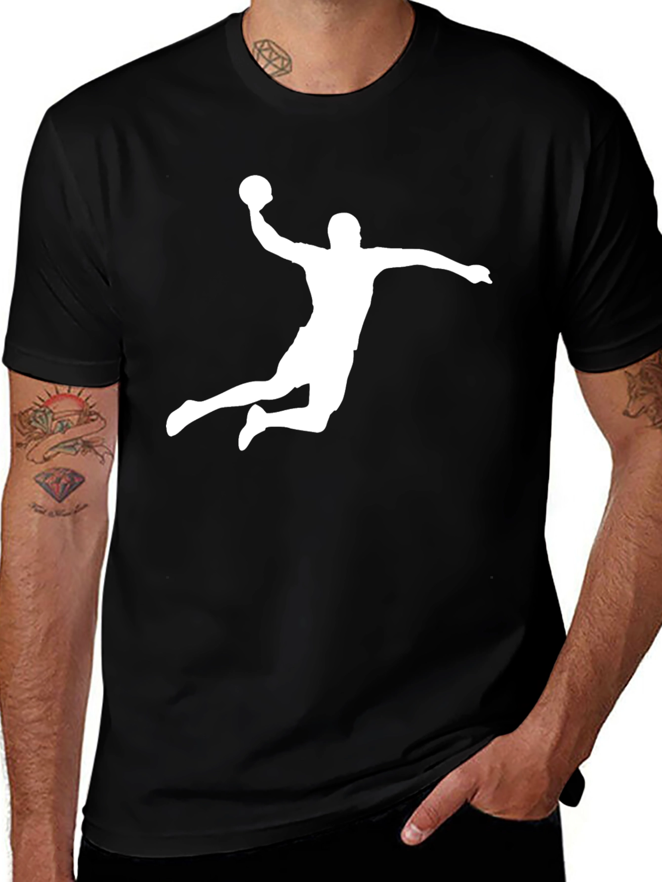 Handball Player Graphic Tee - Black