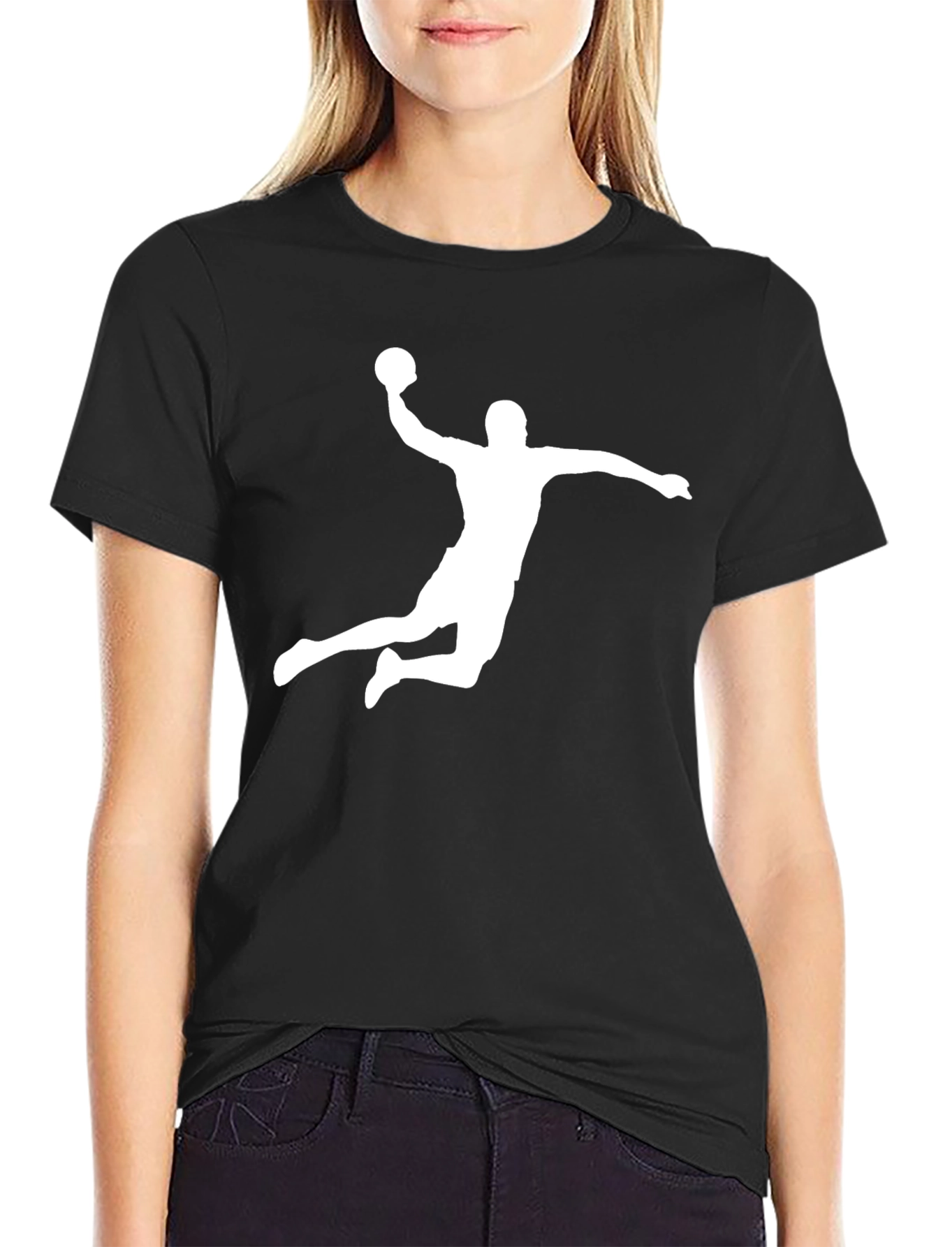 Handball Player Graphic Tee - Black