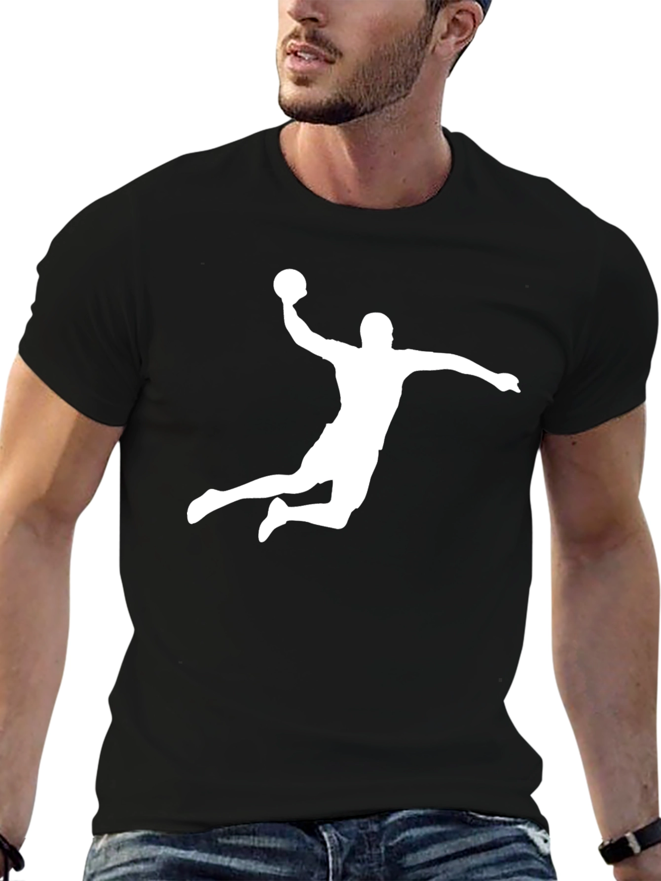 Handball Player Graphic Tee - Black