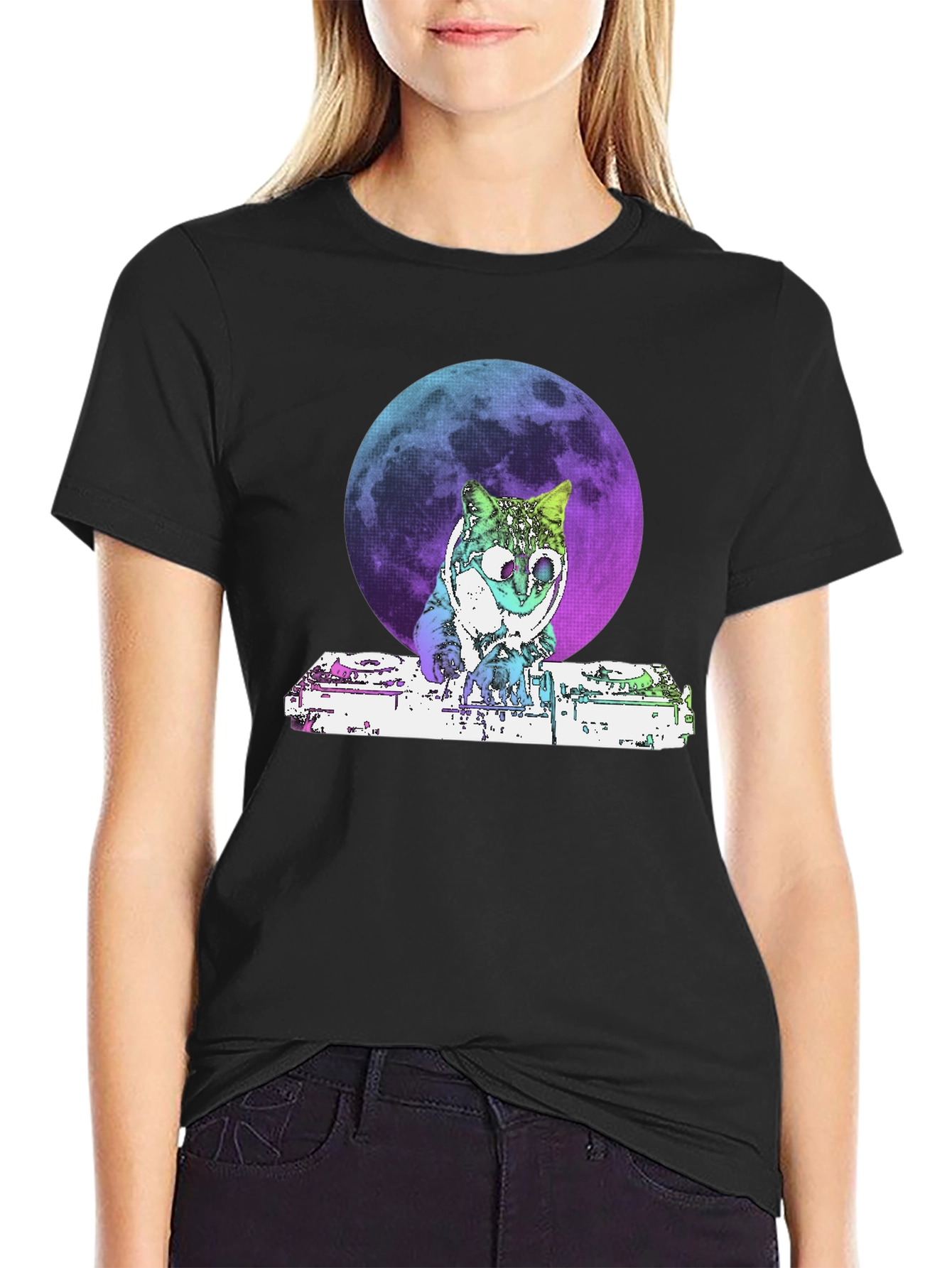 DJ Cat Moon Graphic T-Shirt