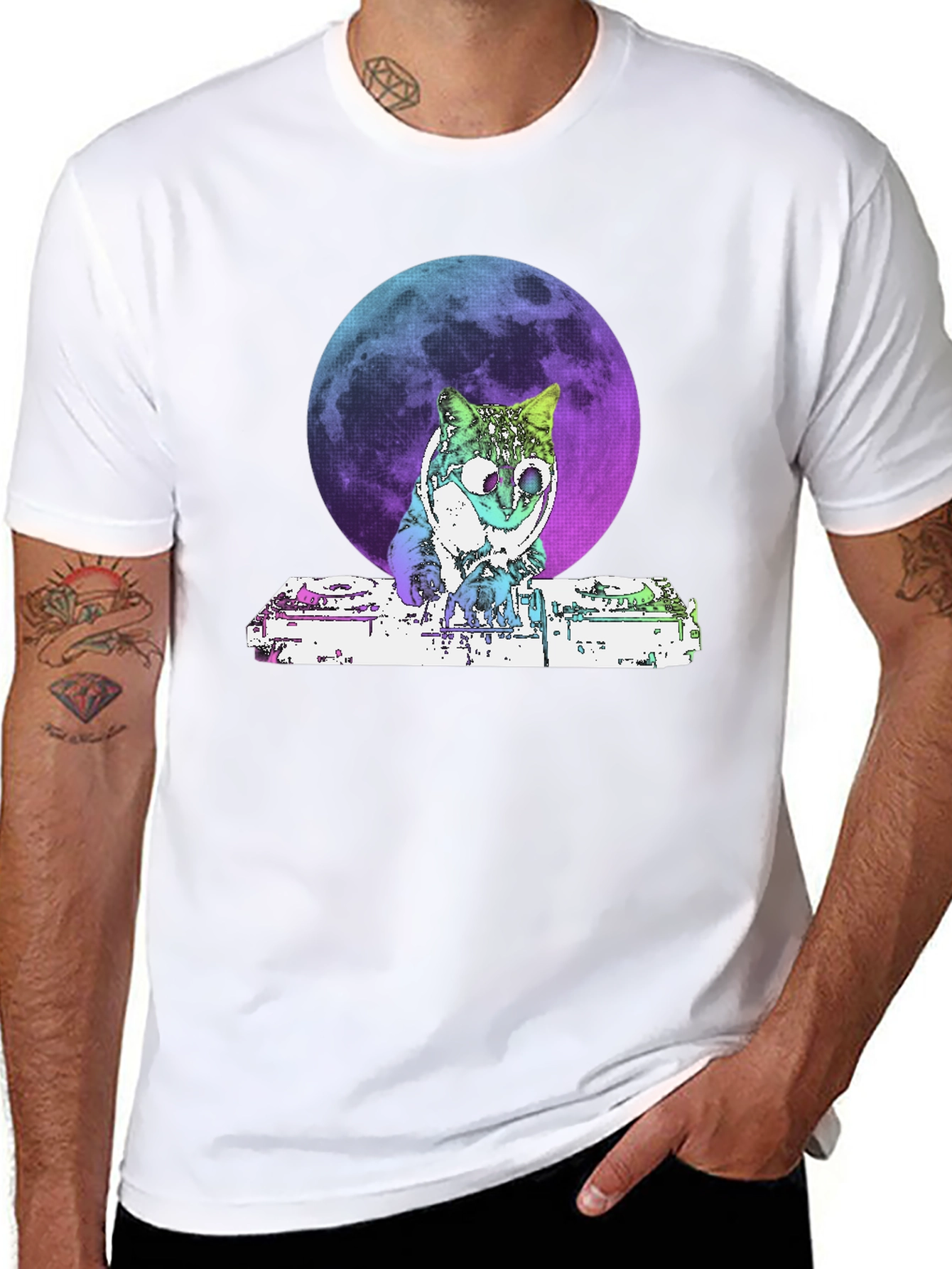 DJ Cat Moon Graphic T-Shirt