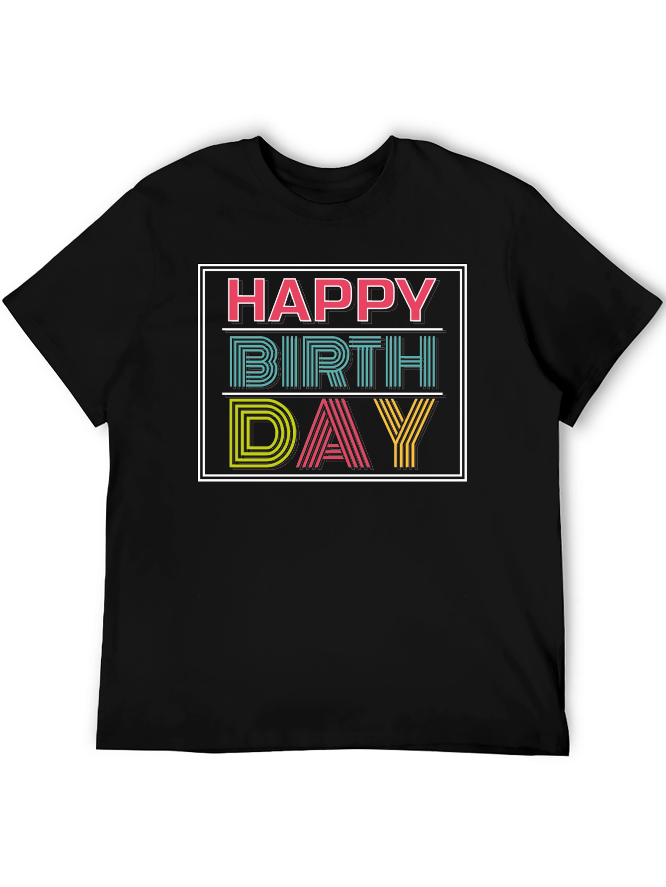 Happy Birthday Graphic Print Black T-Shirt