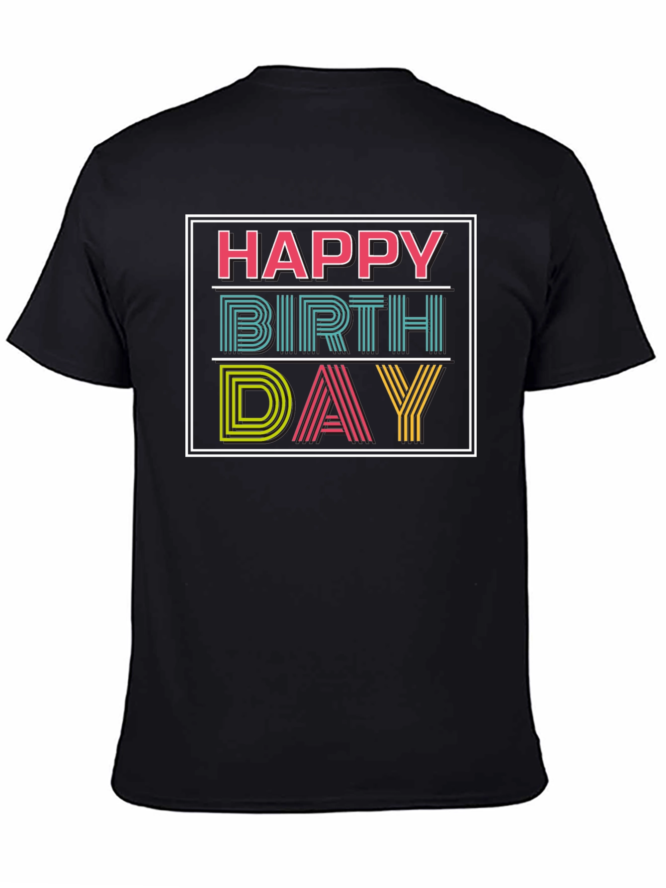 Happy Birthday Graphic Print Black T-Shirt