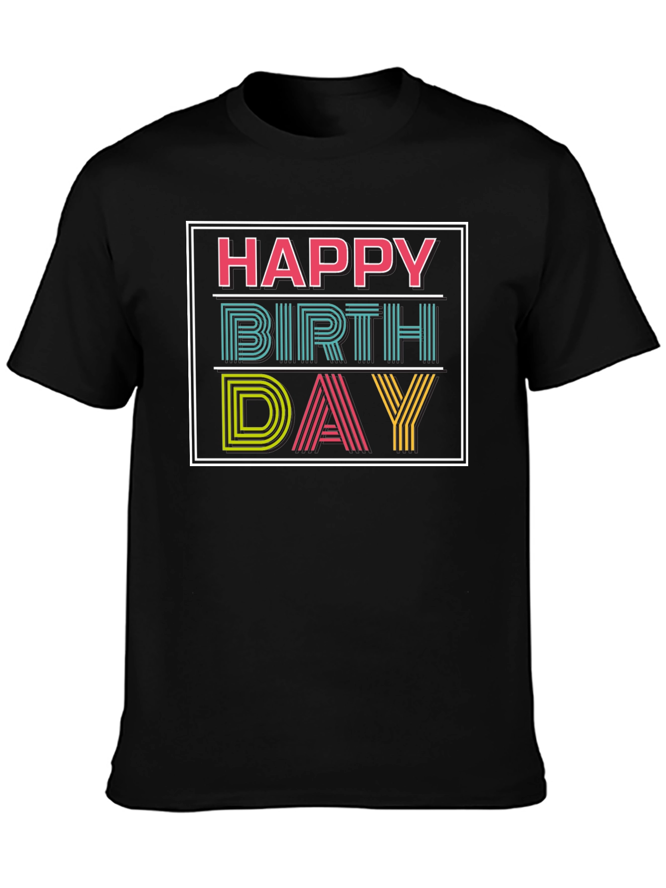 Happy Birthday Graphic Print Black T-Shirt