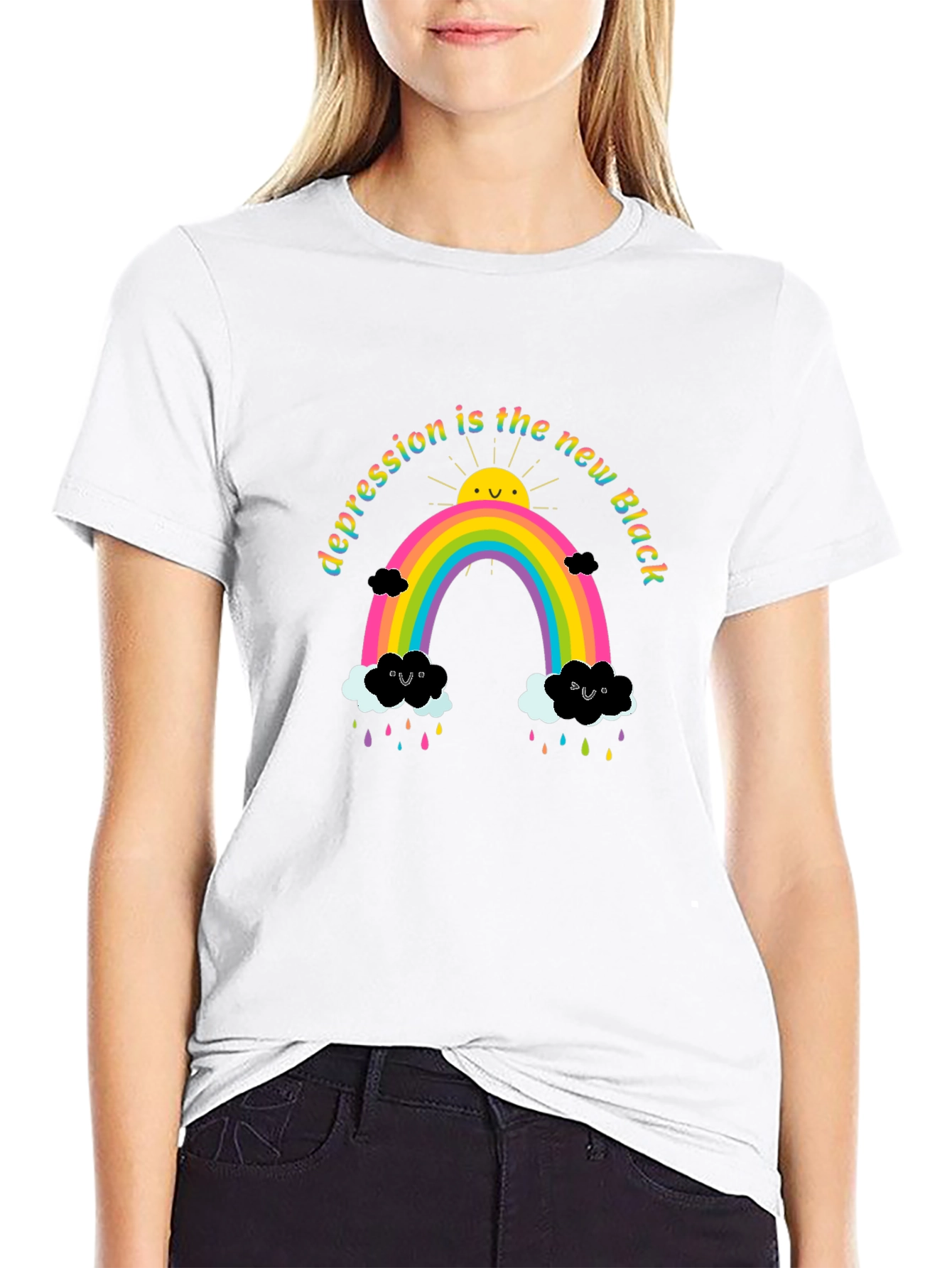 Depression Is The New Black Rainbow T-Shirt