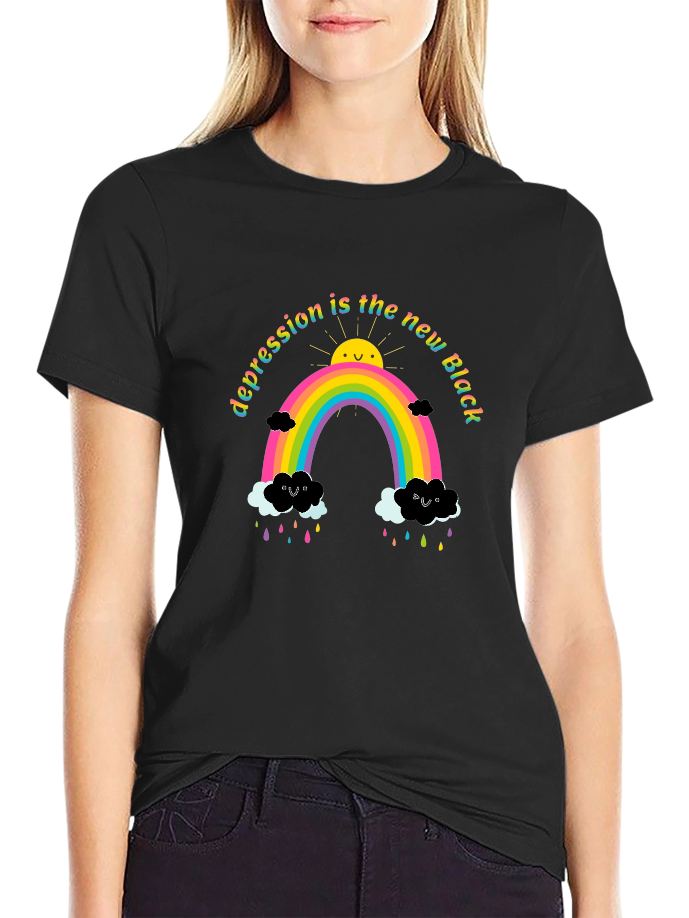 Depression Is The New Black Rainbow T-Shirt