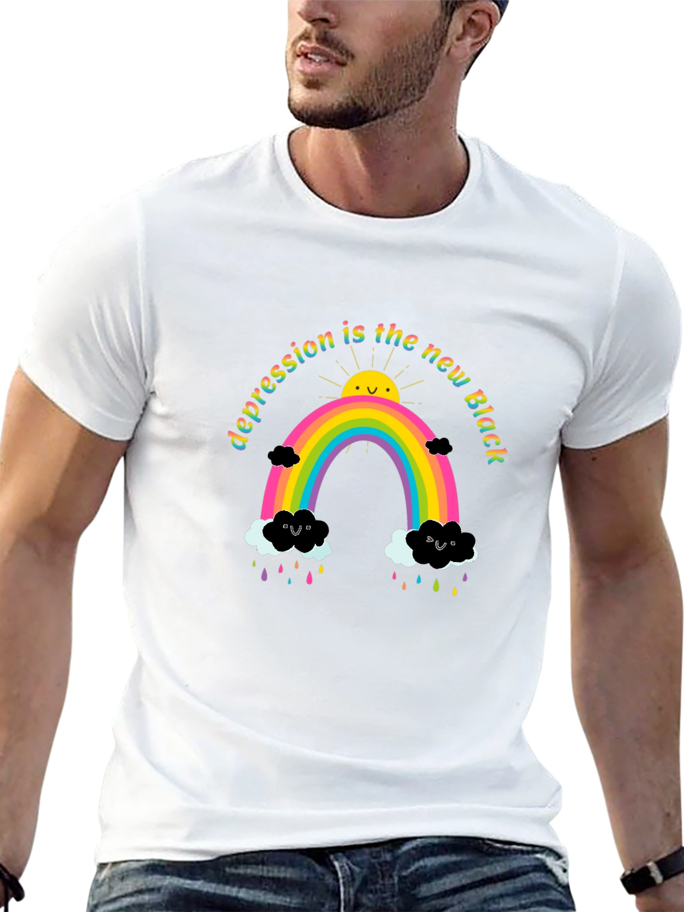 Depression Is The New Black Rainbow T-Shirt
