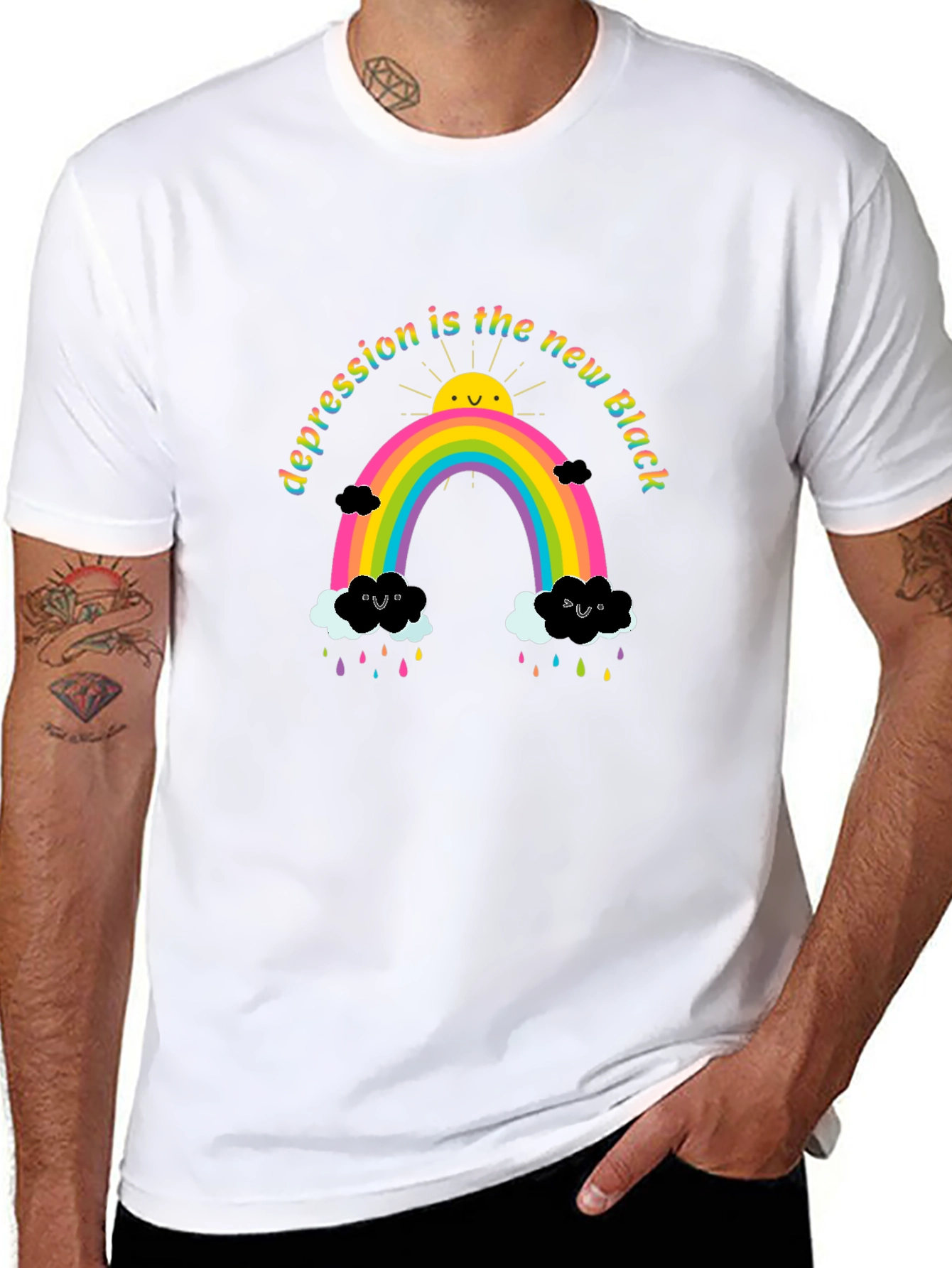 Depression Is The New Black Rainbow T-Shirt