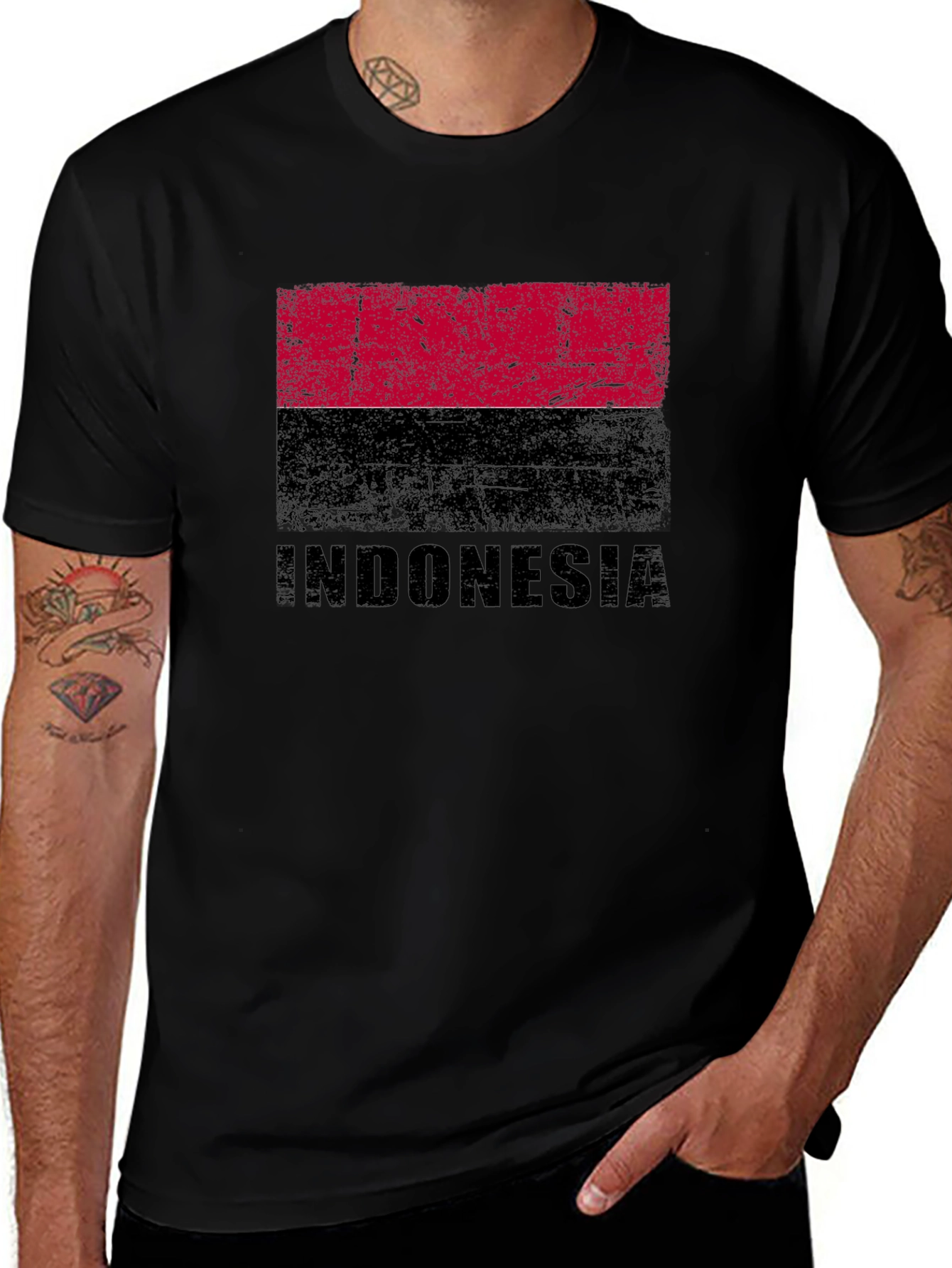 Indonesia Flag Graphic T-Shirt - Distressed Design