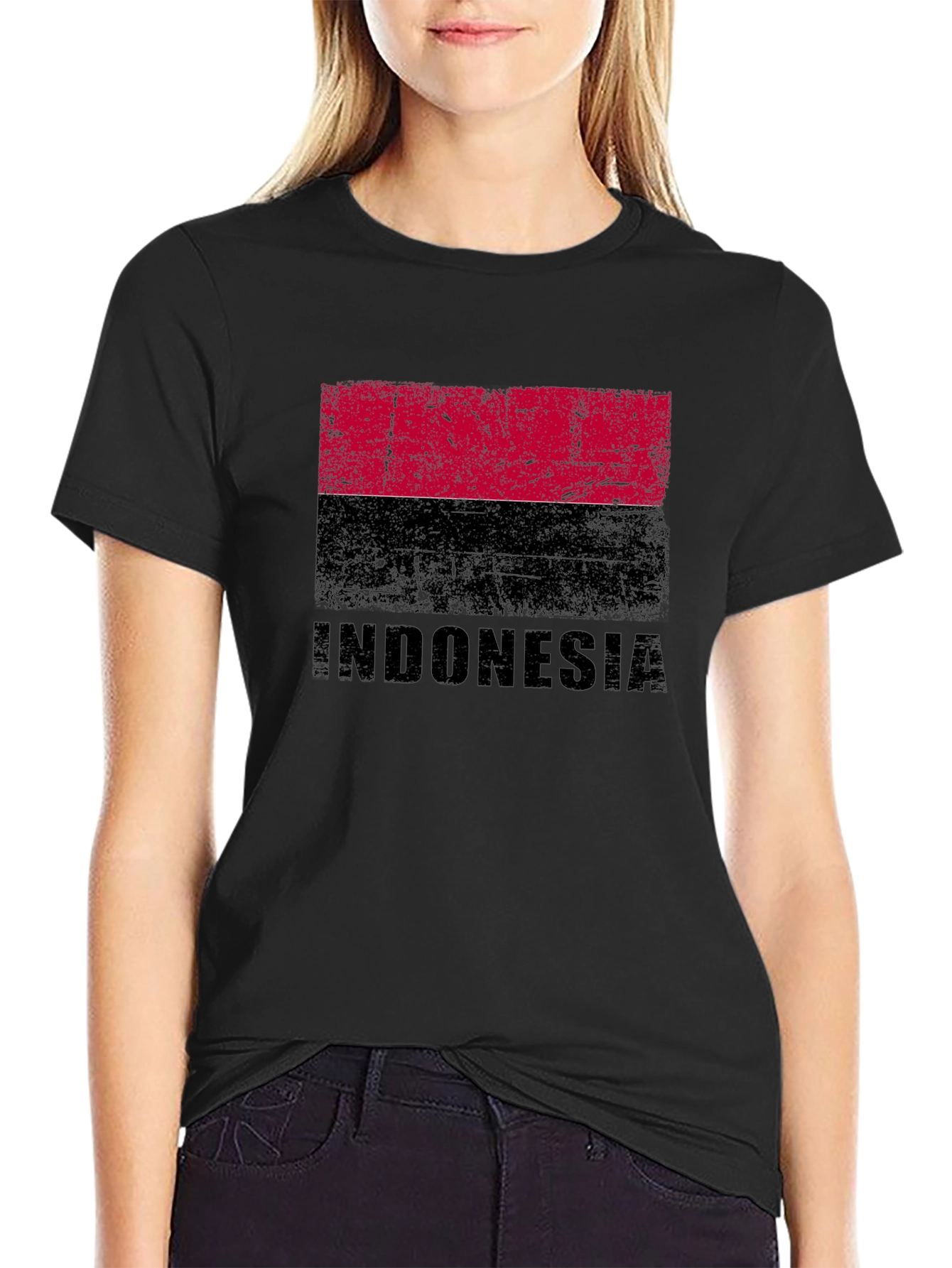 Indonesia Flag Graphic T-Shirt - Distressed Design