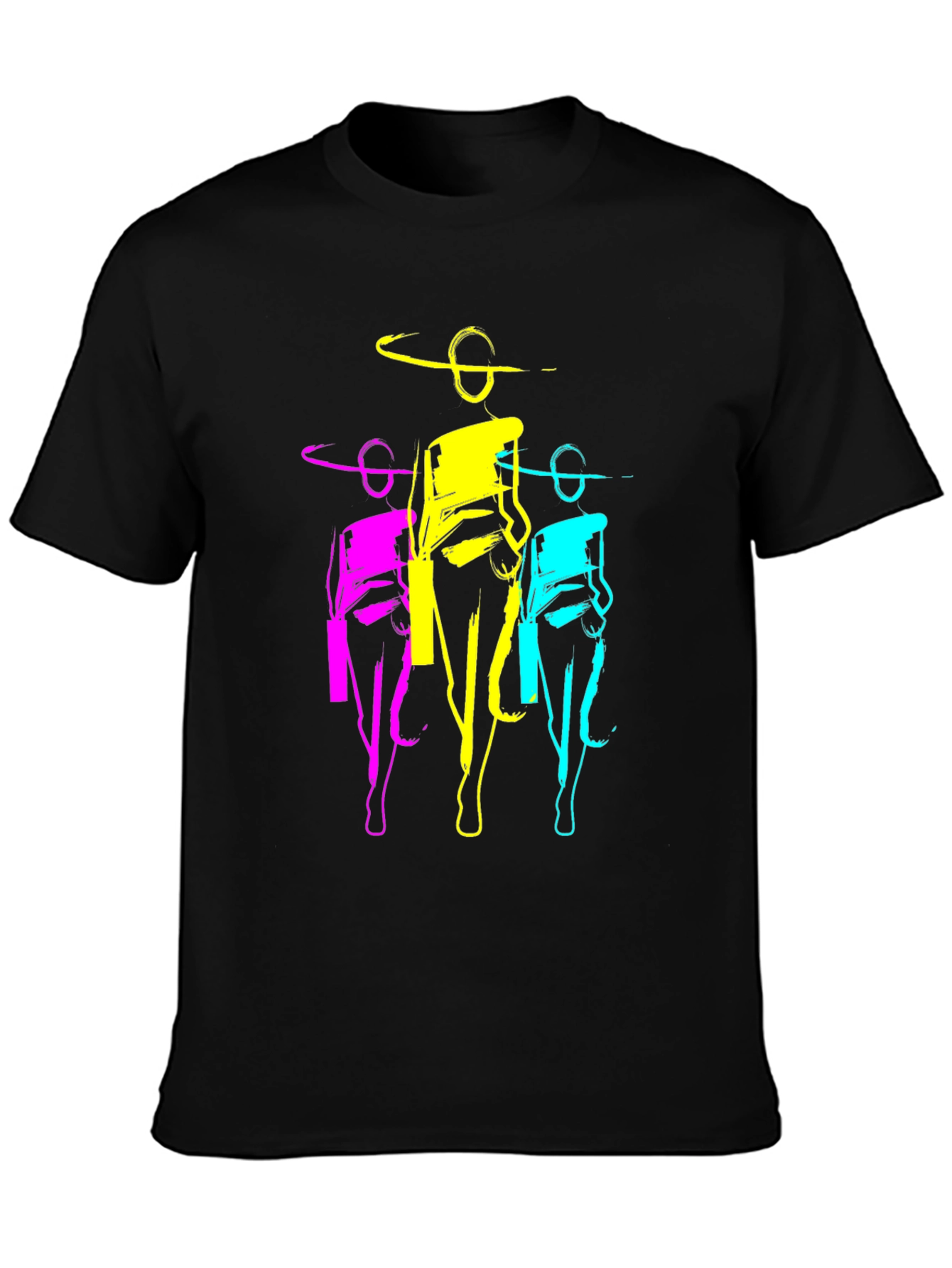 Pop Art Women Graphic T-Shirt - Black Cotton Tee