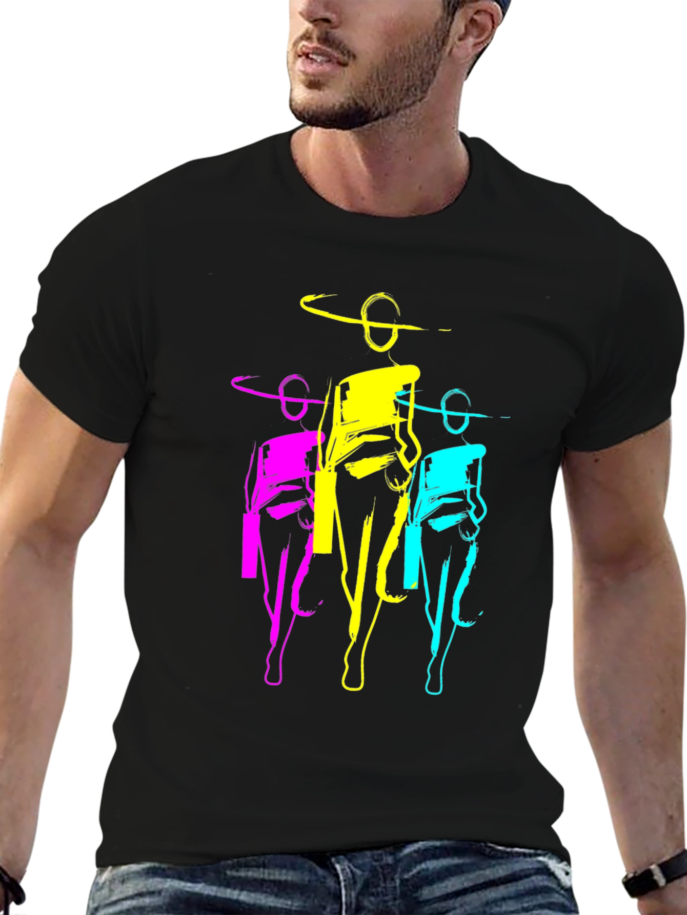 Pop Art Women Graphic T-Shirt - Black Cotton Tee