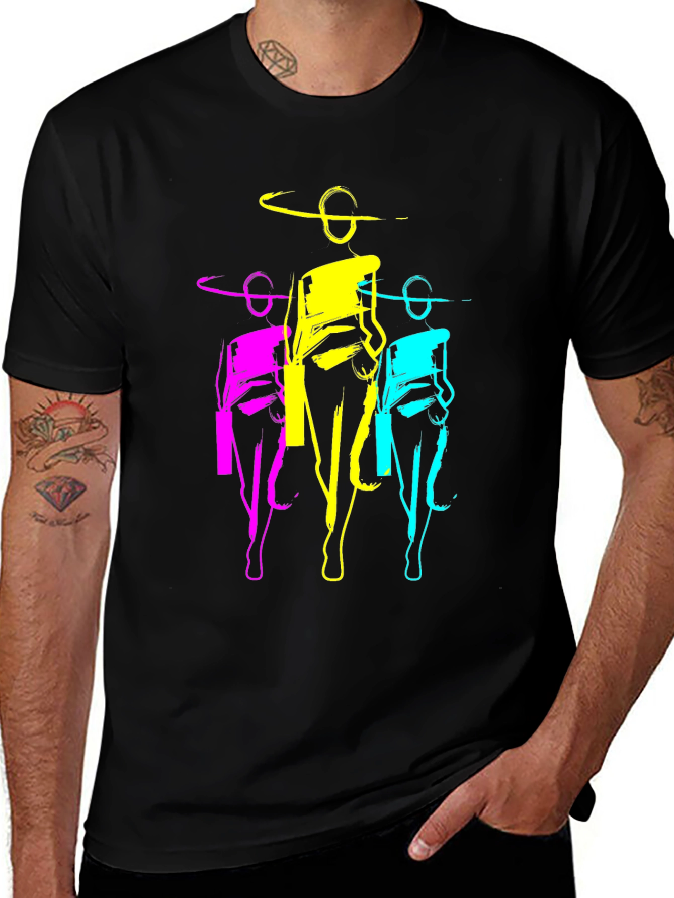 Pop Art Women Graphic T-Shirt - Black Cotton Tee