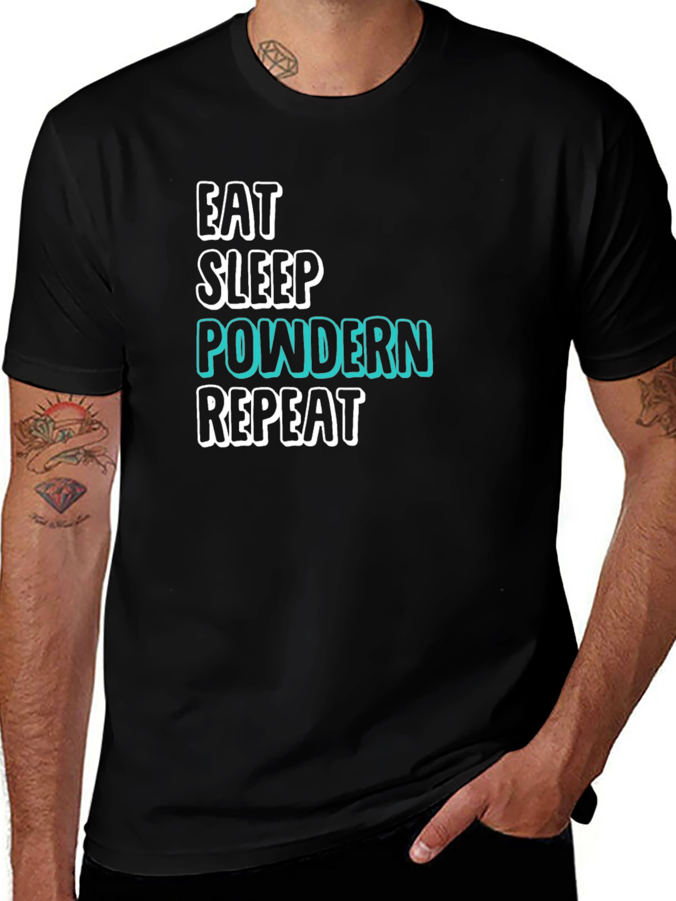 Eat Sleep Powdern Repeat Black T-Shirt