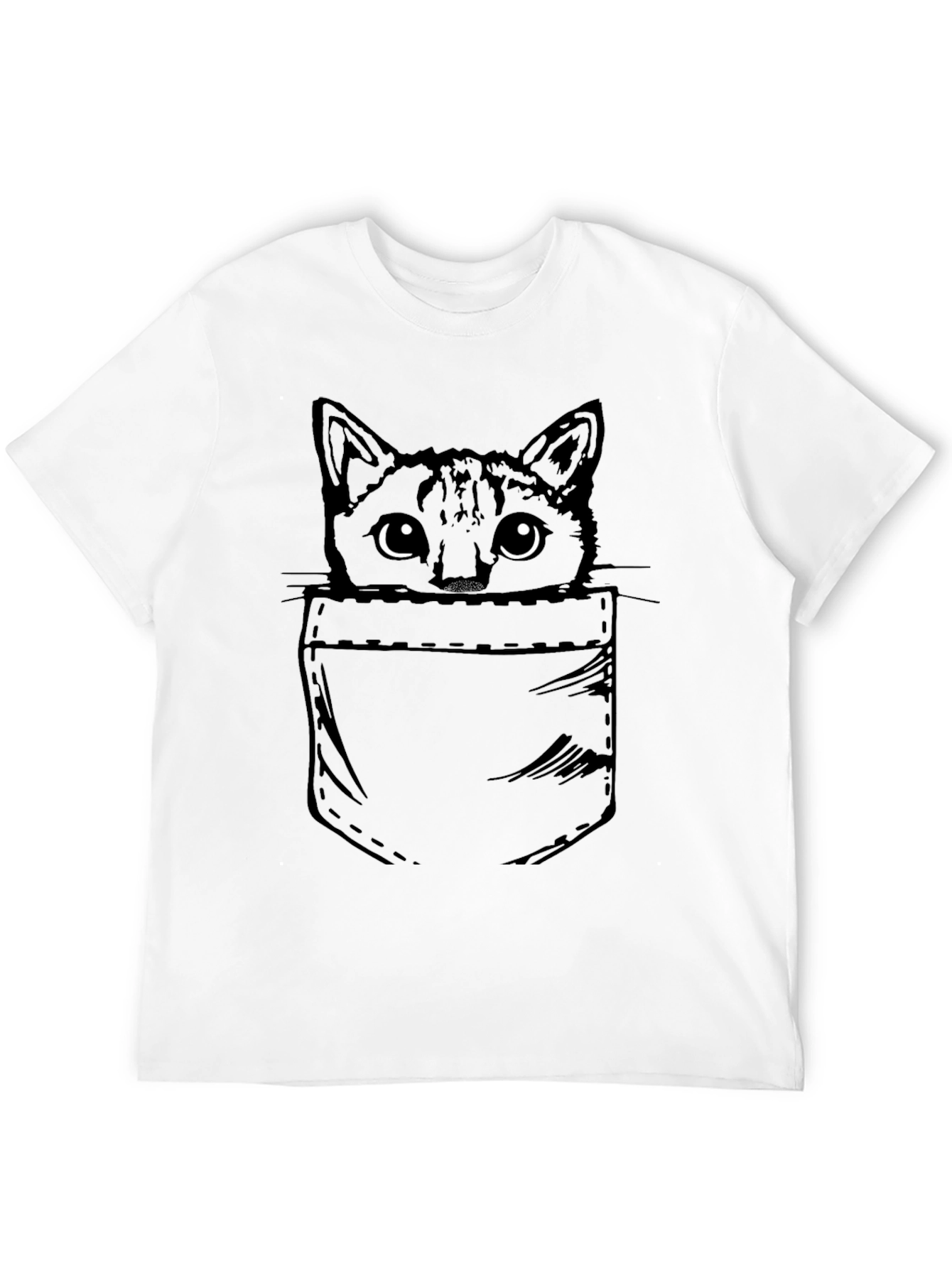 Cat Pocket T-Shirt - Cute Graphic Tee