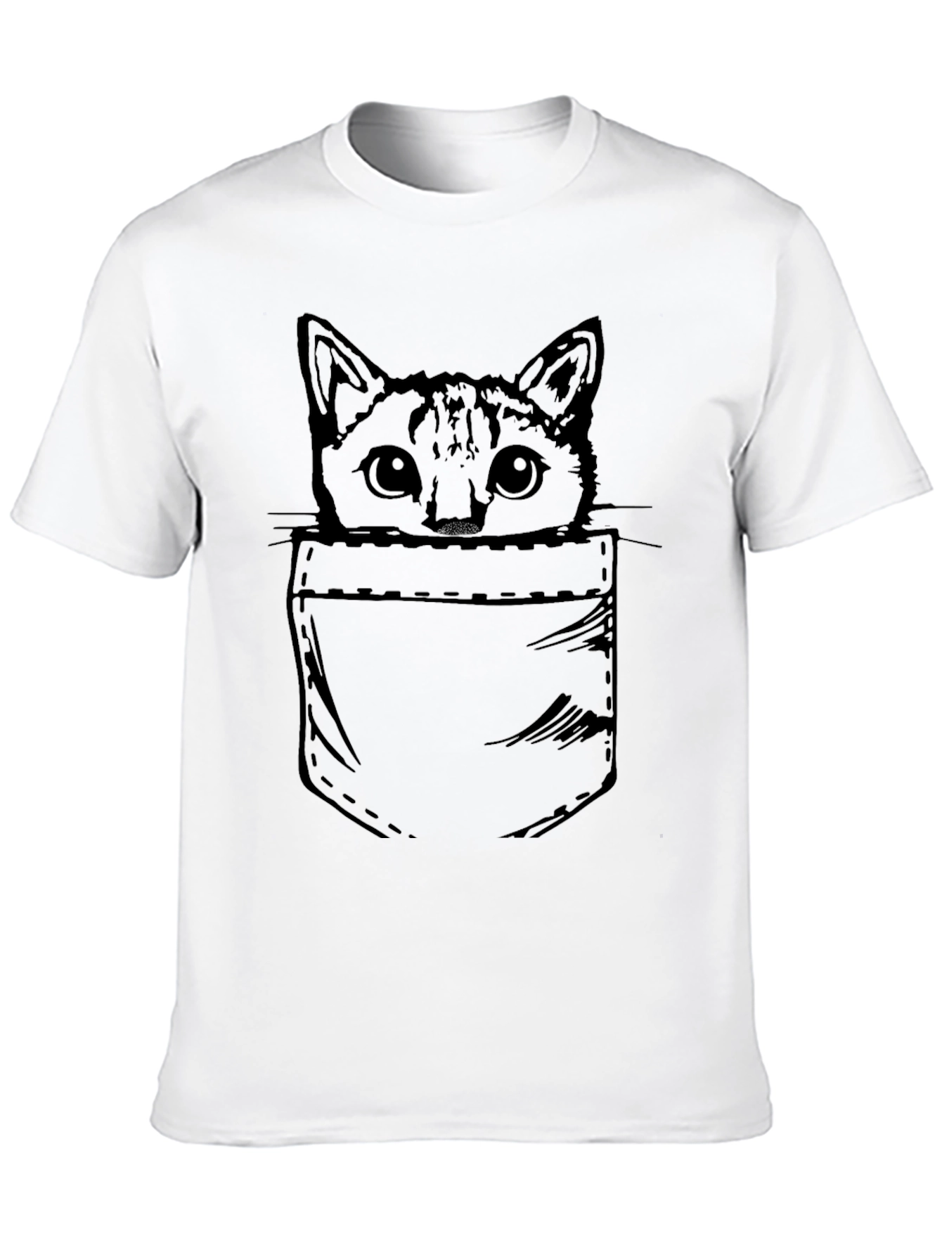Cat Pocket T-Shirt - Cute Graphic Tee