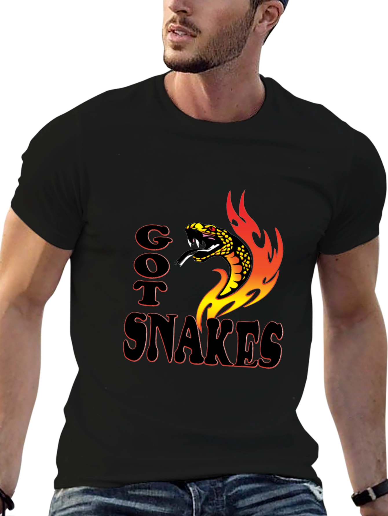 Got Snakes T-Shirt Snake & Flames Graphic