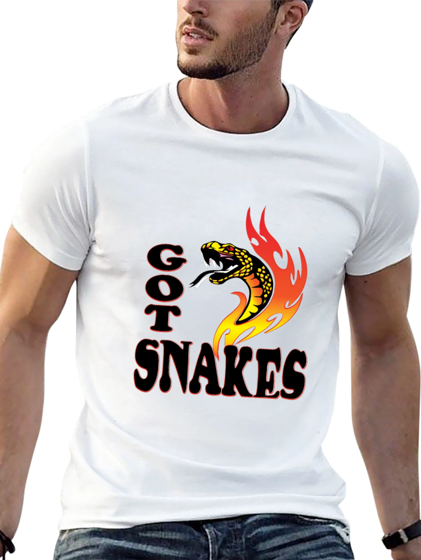 Got Snakes T-Shirt Snake & Flames Graphic