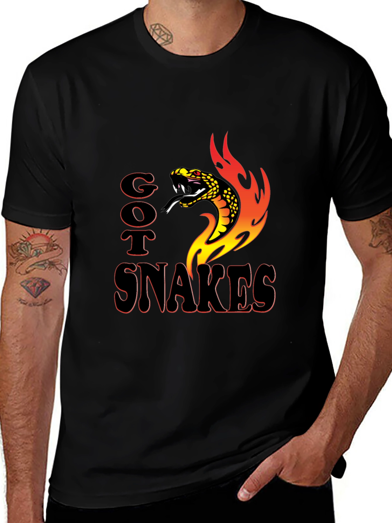 Got Snakes T-Shirt Snake & Flames Graphic