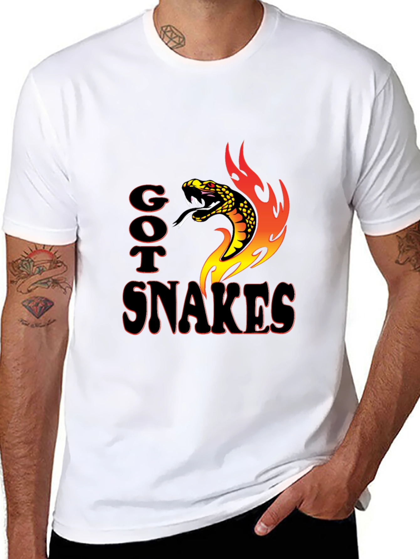 Got Snakes T-Shirt Snake & Flames Graphic