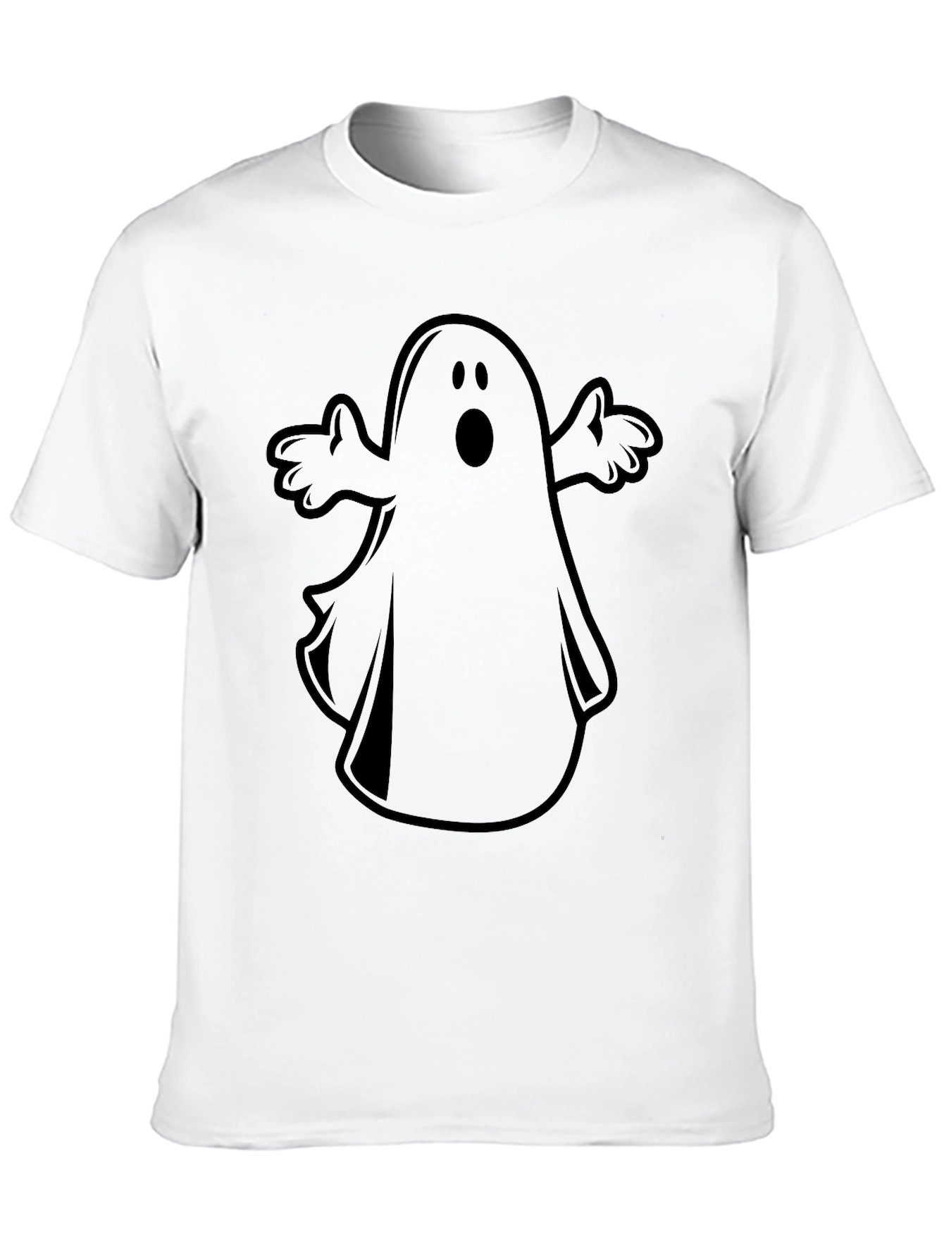 Spooky Ghost Graphic Tee - Black Halloween Shirt