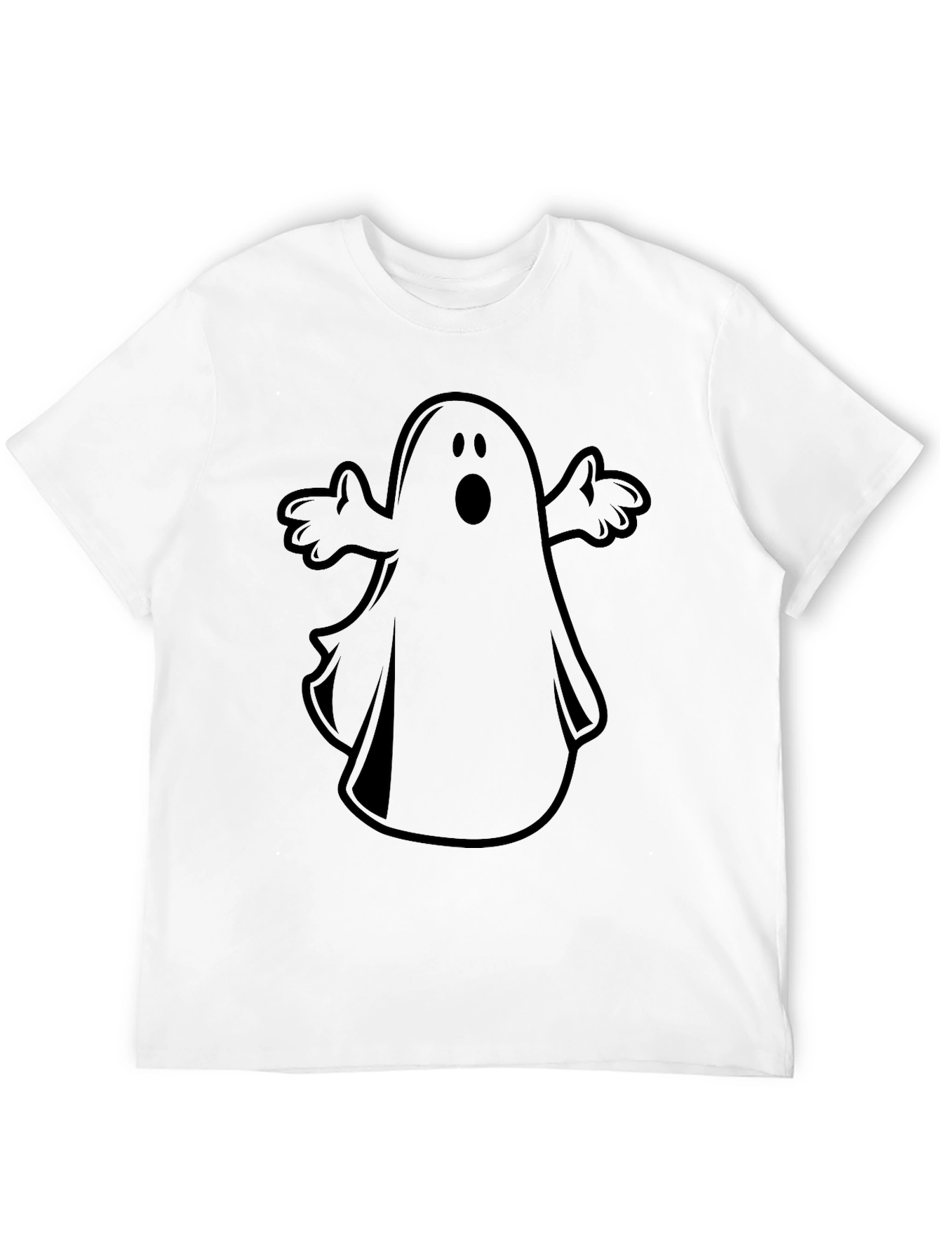 Spooky Ghost Graphic Tee - Black Halloween Shirt