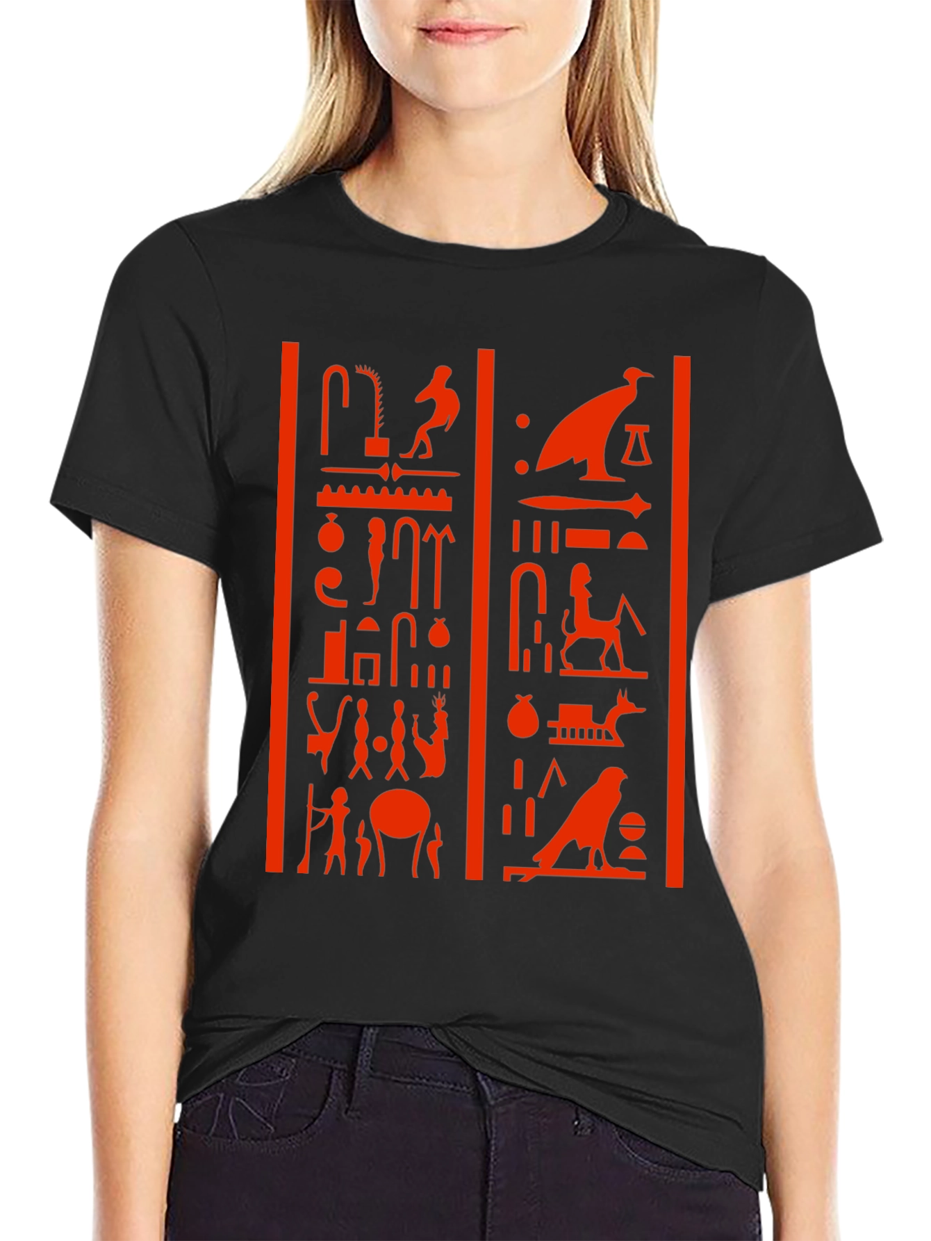 Egyptian Hieroglyphics Graphic Tee - Black