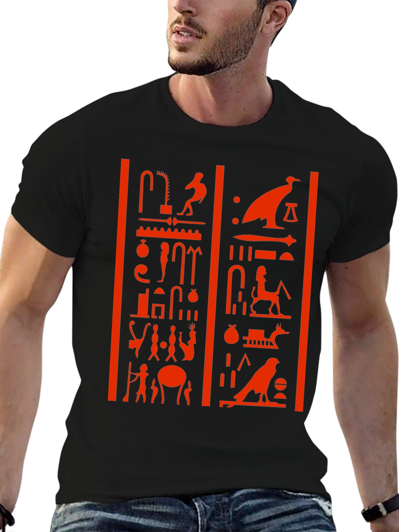 Egyptian Hieroglyphics Graphic Tee - Black