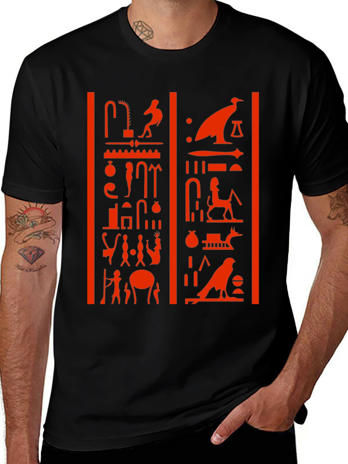 Egyptian Hieroglyphics Graphic Tee - Black