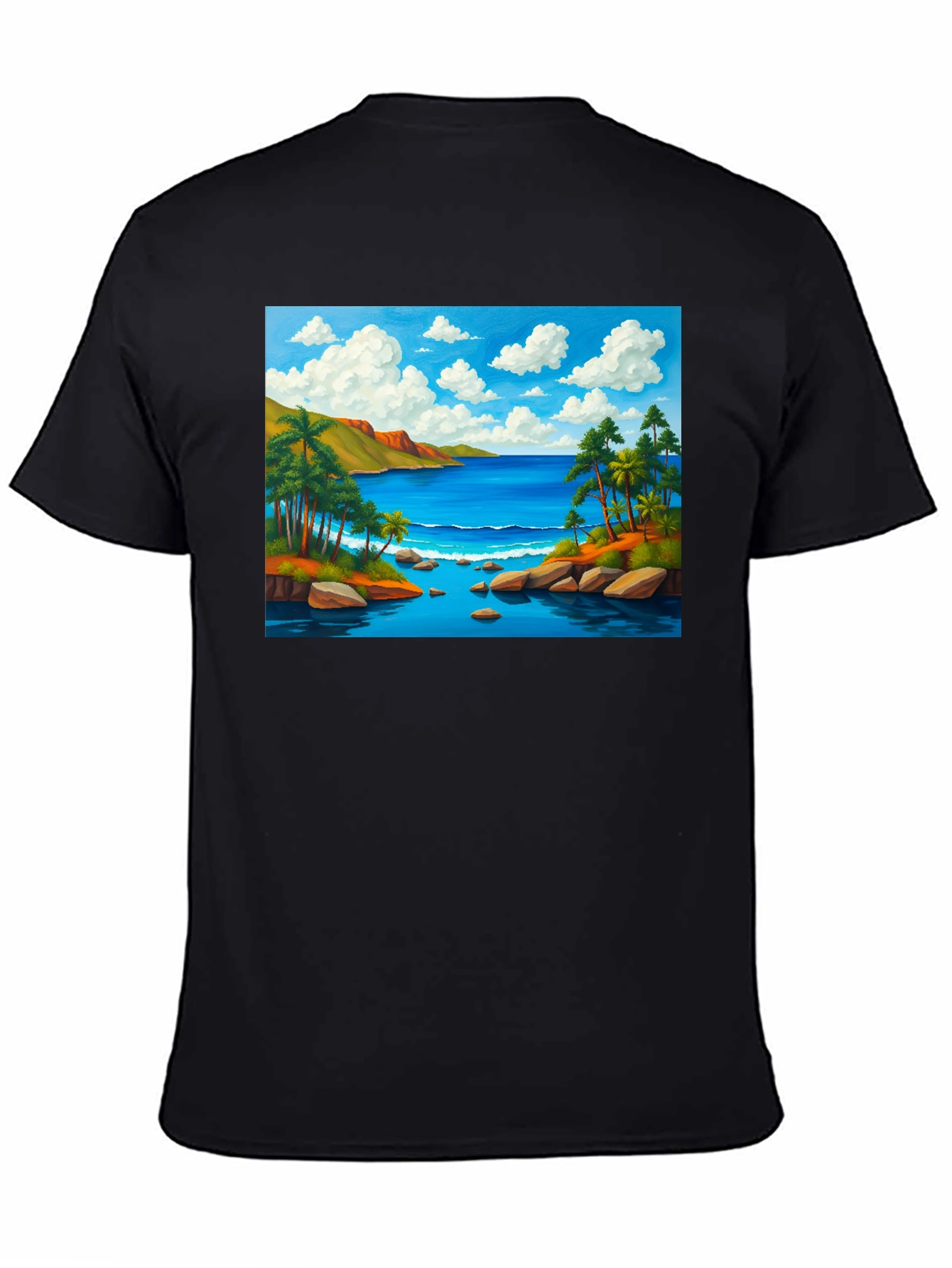 Tropical Beach T-Shirt - Black