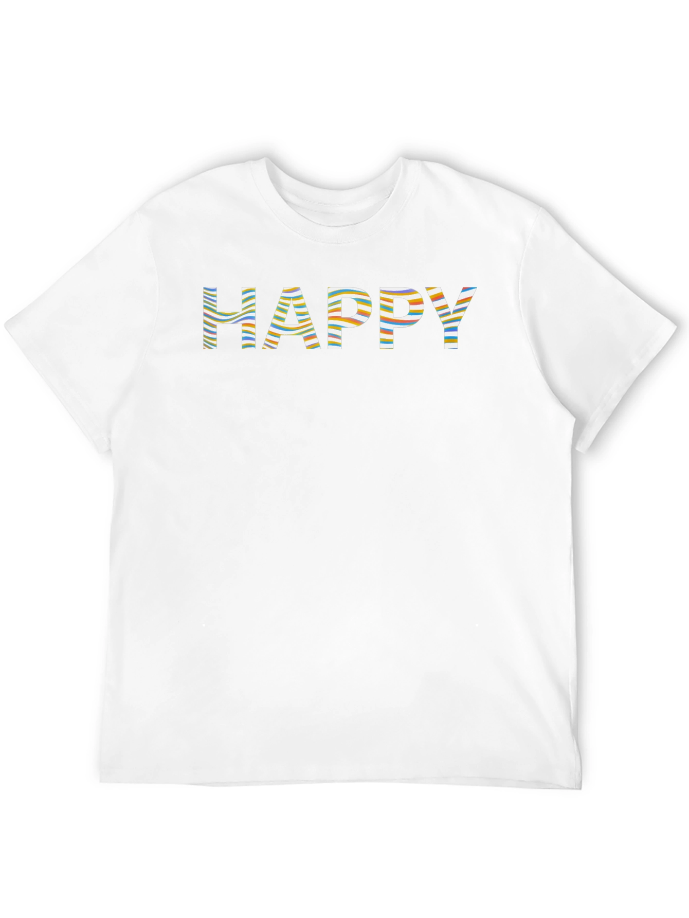 Striped Happy Graphic Print Black T-Shirt