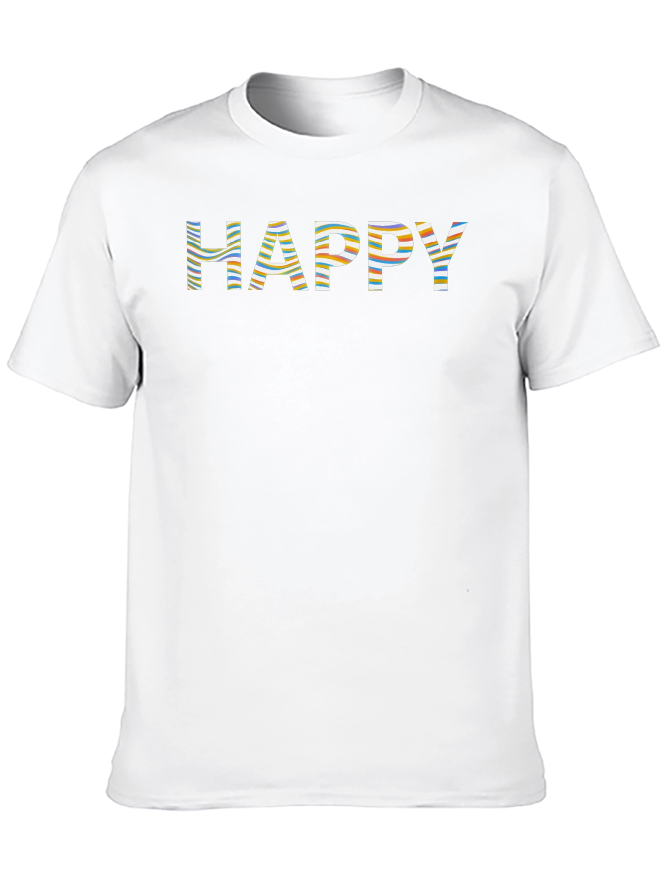 Striped Happy Graphic Print Black T-Shirt